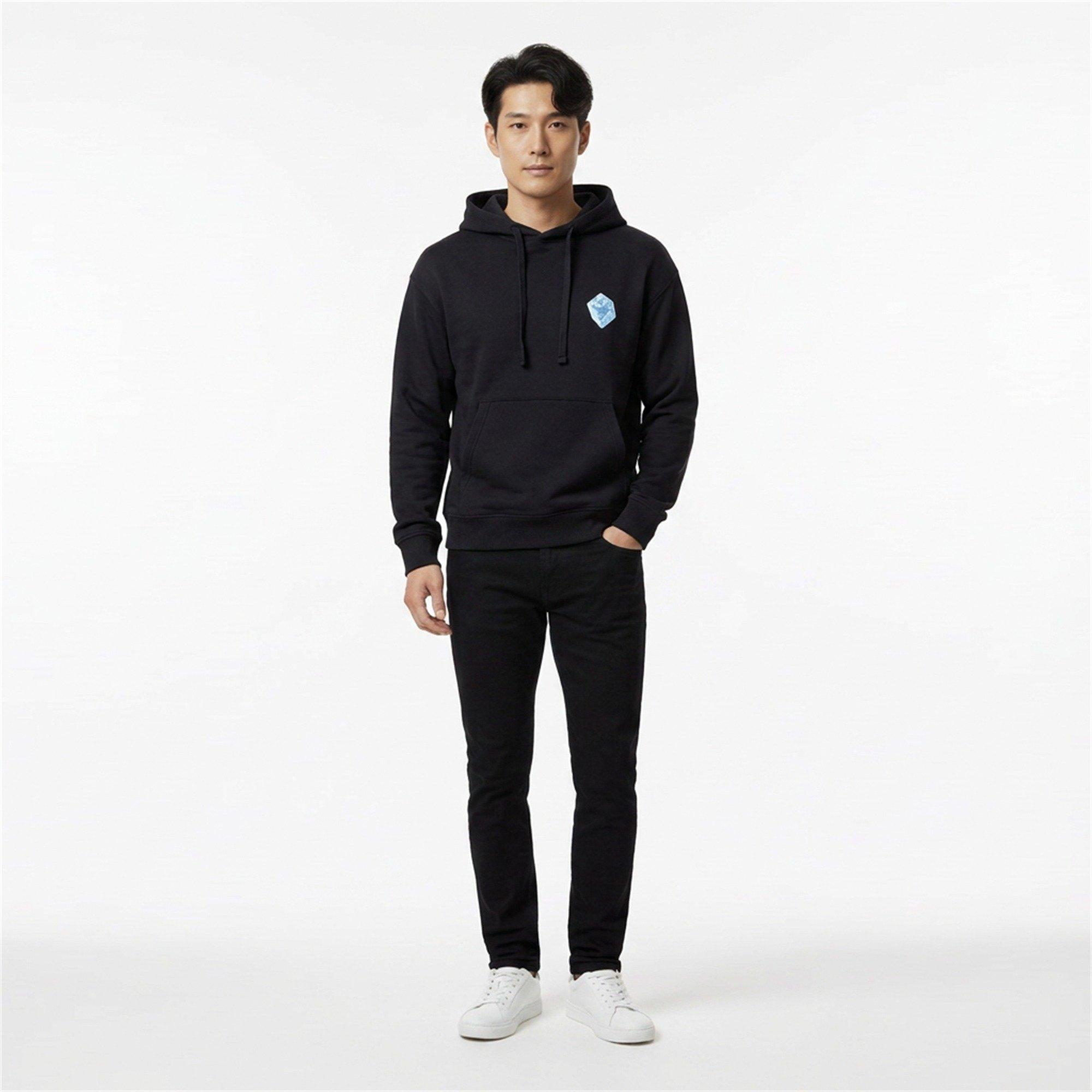 Black 001 - Hugo - Men's Dewerhood Cotton Over the Head Hoodie - 5