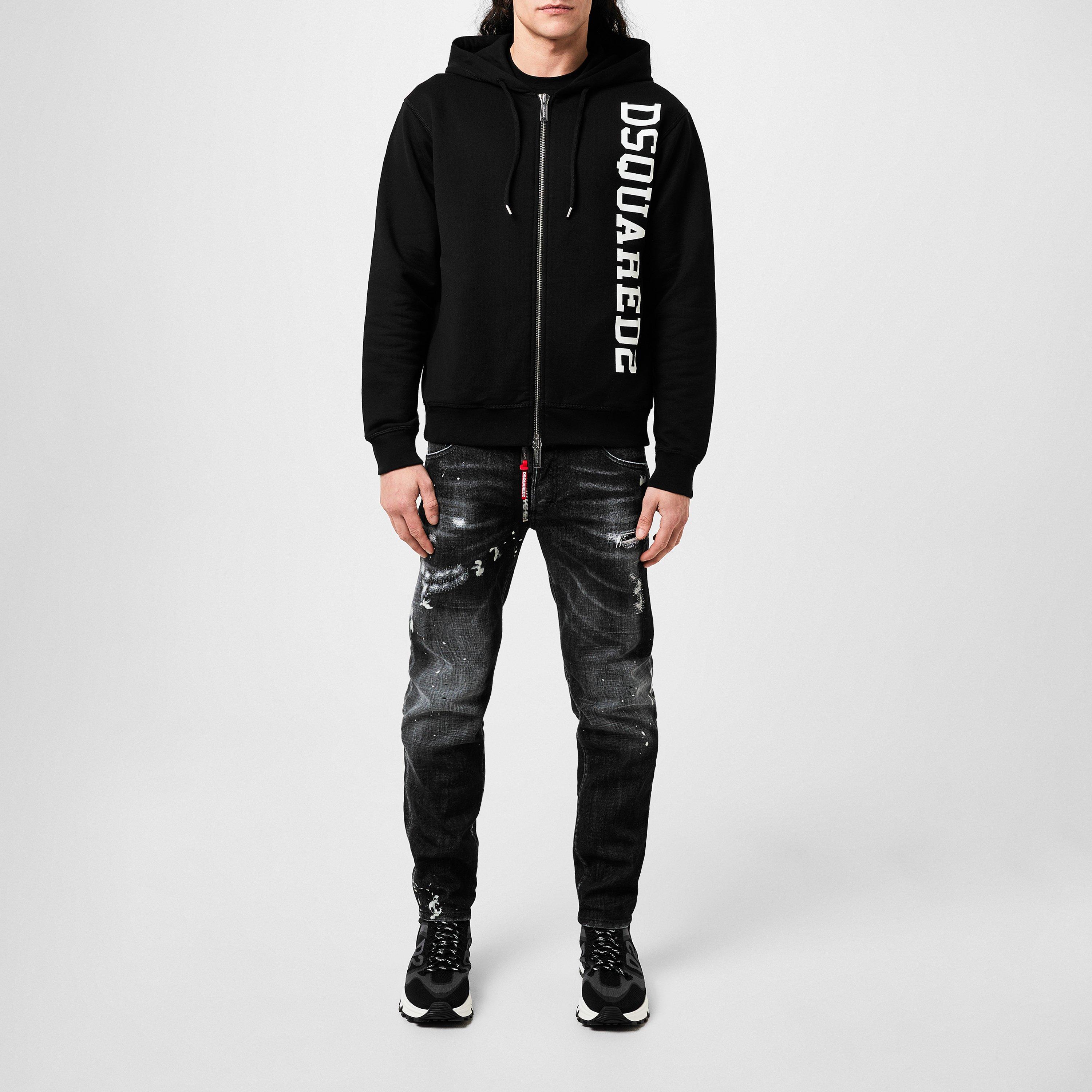 【格安】DSQUARED2 ZIP Parker Dsquared2 Tape Detail Zip Up Hoodie Blue 477 | ONU