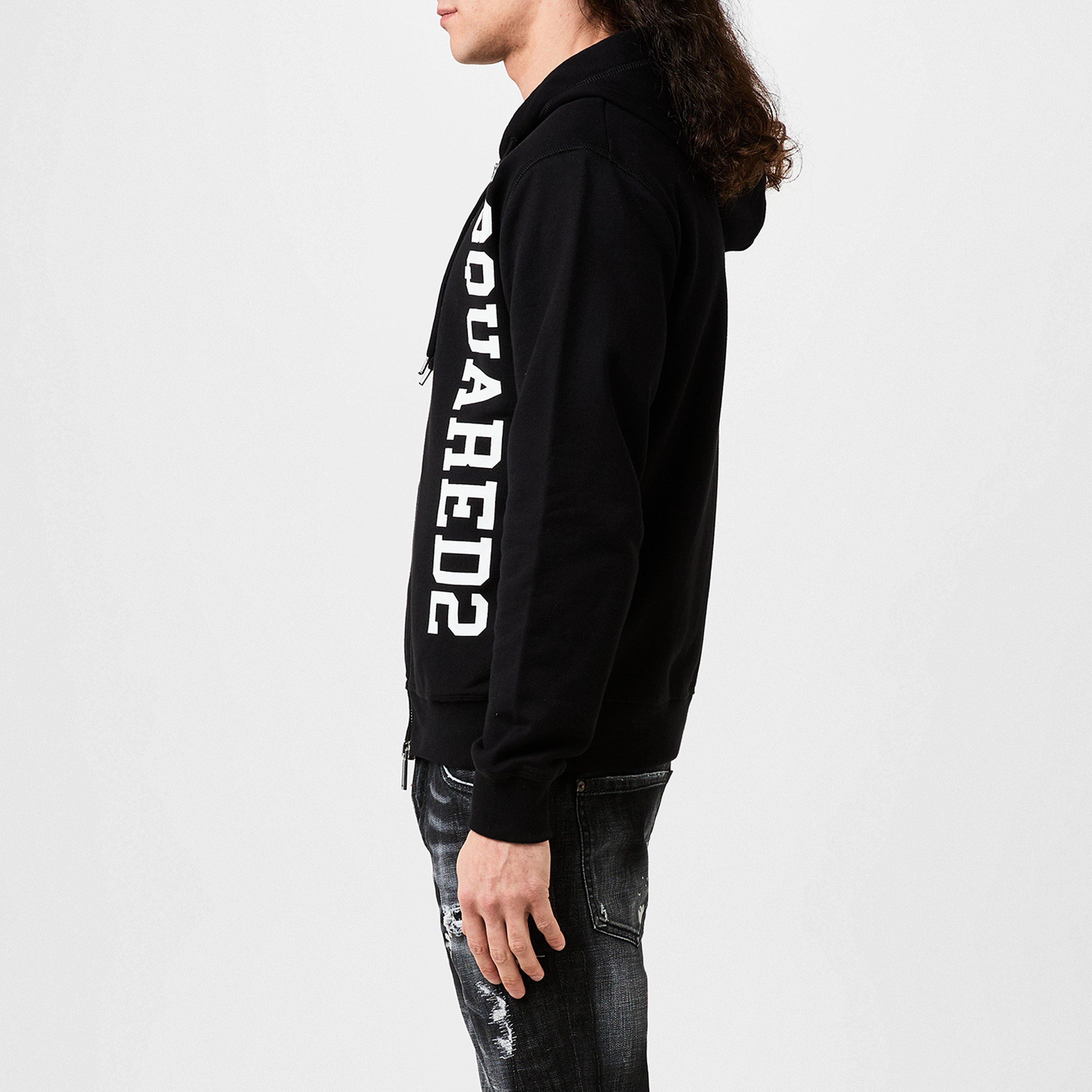 【関税&送料込】Dsquared Hoodie DSQUARED2 | Logo Print Zip Hoodie | Black | Scotts Menswear