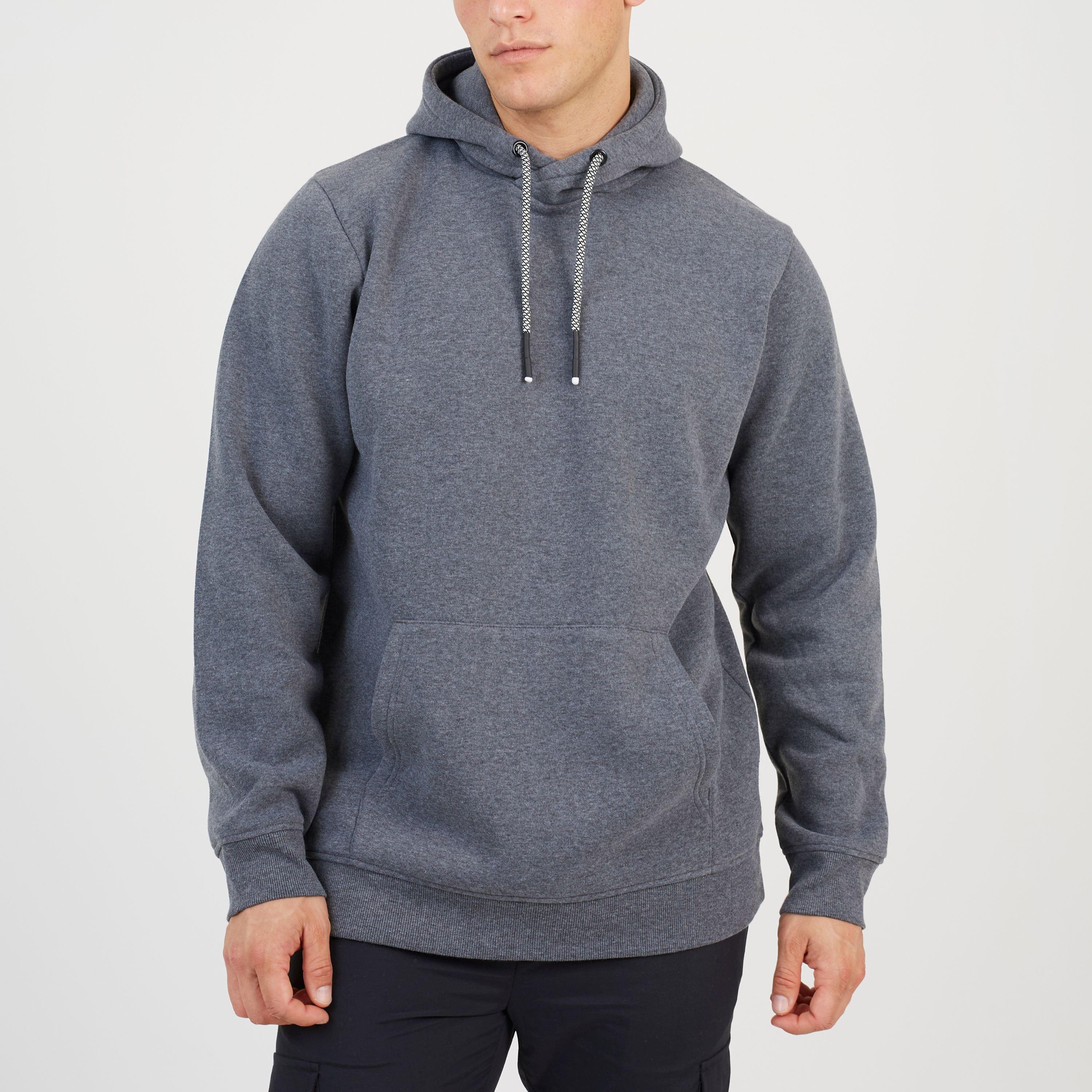 Brave Soul Men's Cross Over Hood Overhead Hoodie - Charcoal Marl - Small