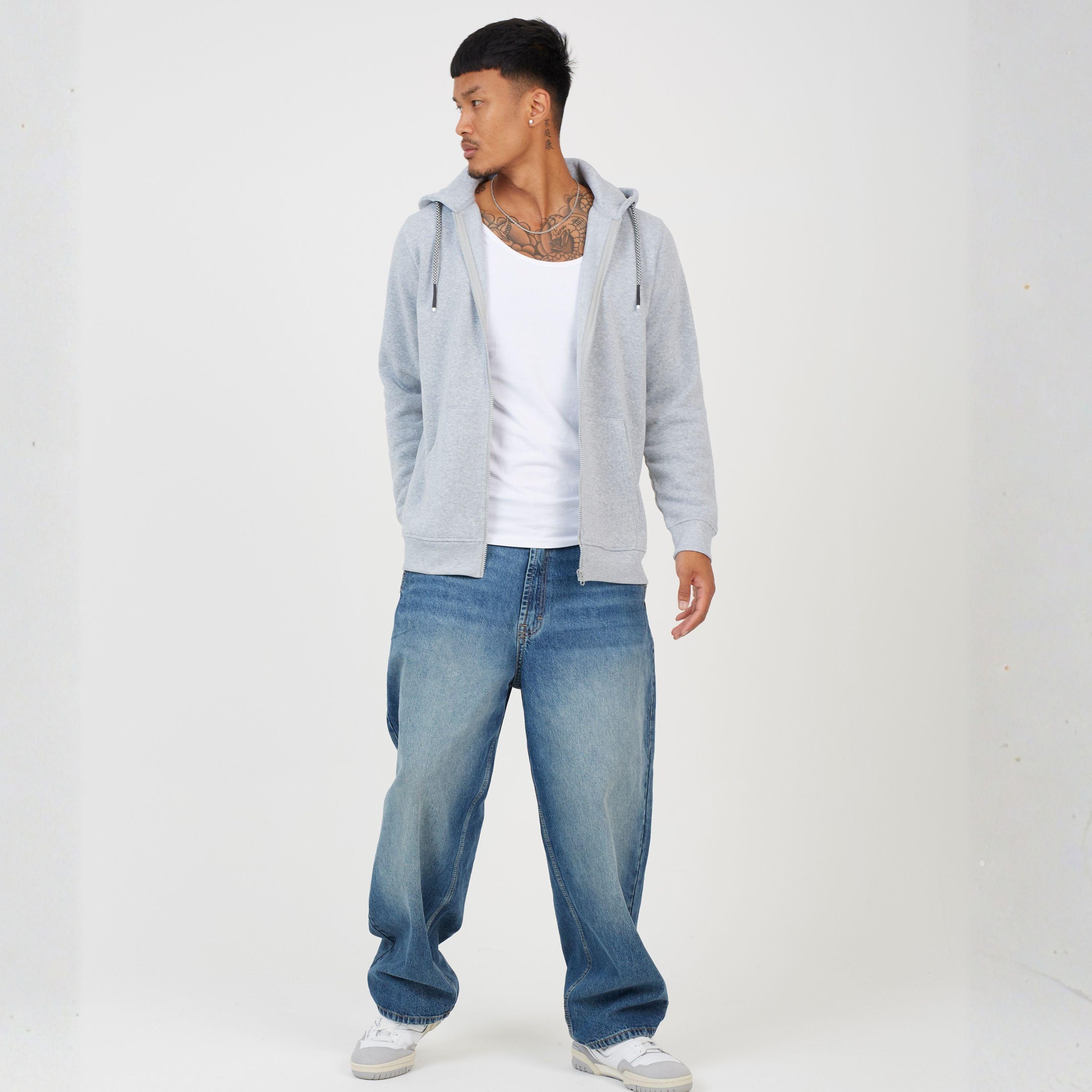 Lt Grey Marl - Brave Soul - Men's Full Zip Hoodie - 4