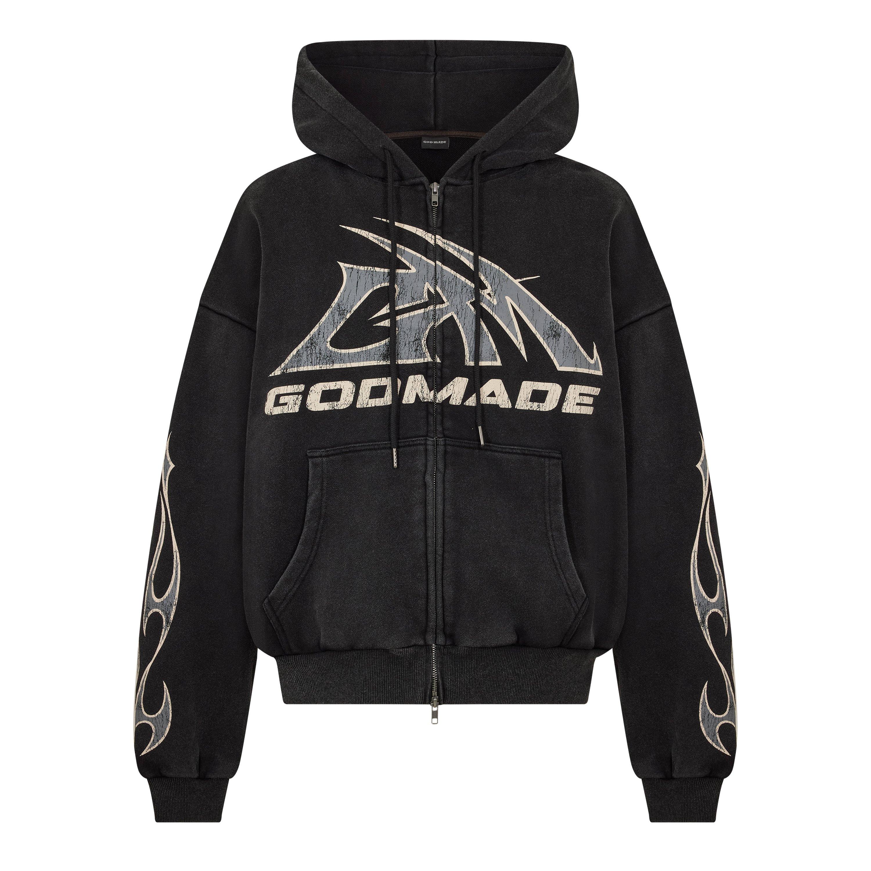 Washed Black - God Made - GM LG Zip Hoodie Sn64 - 1