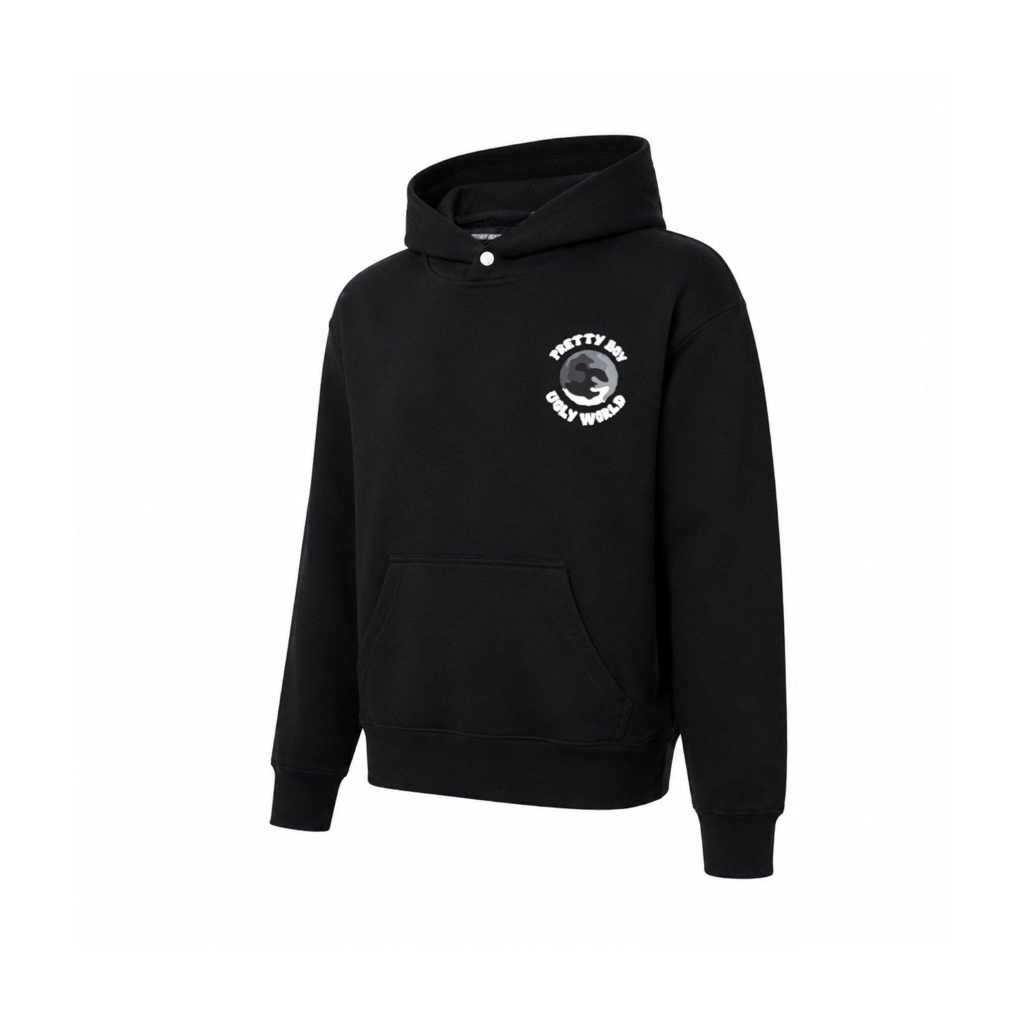 Black/Grey - Pretty Boy Ugly World - PBUW Printed Hoodie Mens - 2