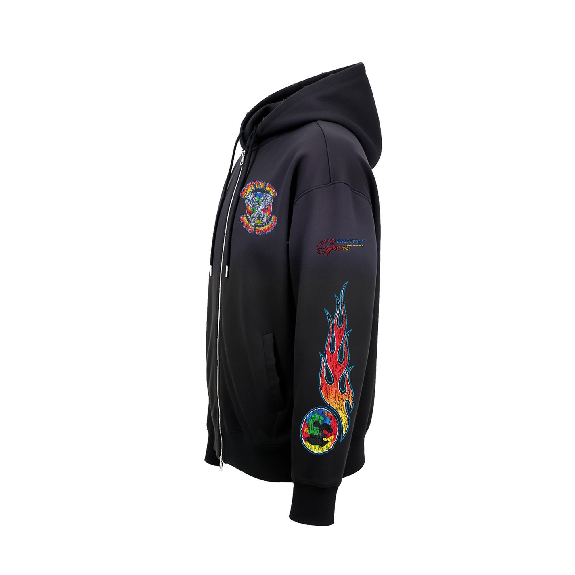 Wash Black - Pretty Boy Ugly World - PBUW Piston Zip Hoodie Mens - 2
