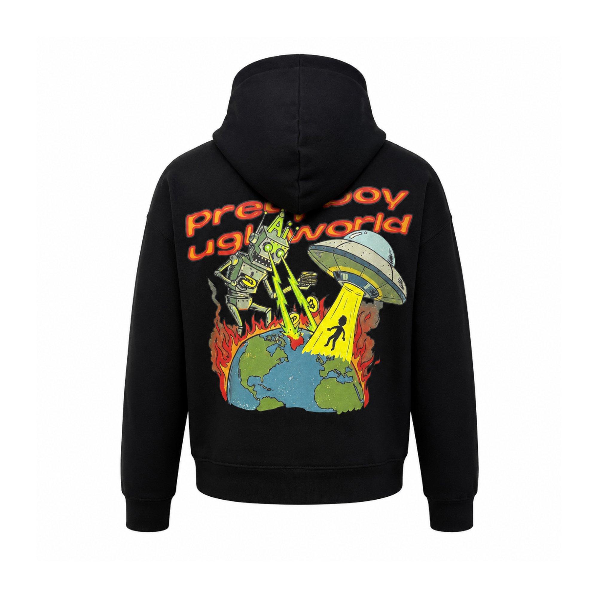 Black - Pretty Boy Ugly World - PBUW Bitcoin OTH Hood Mens - 3