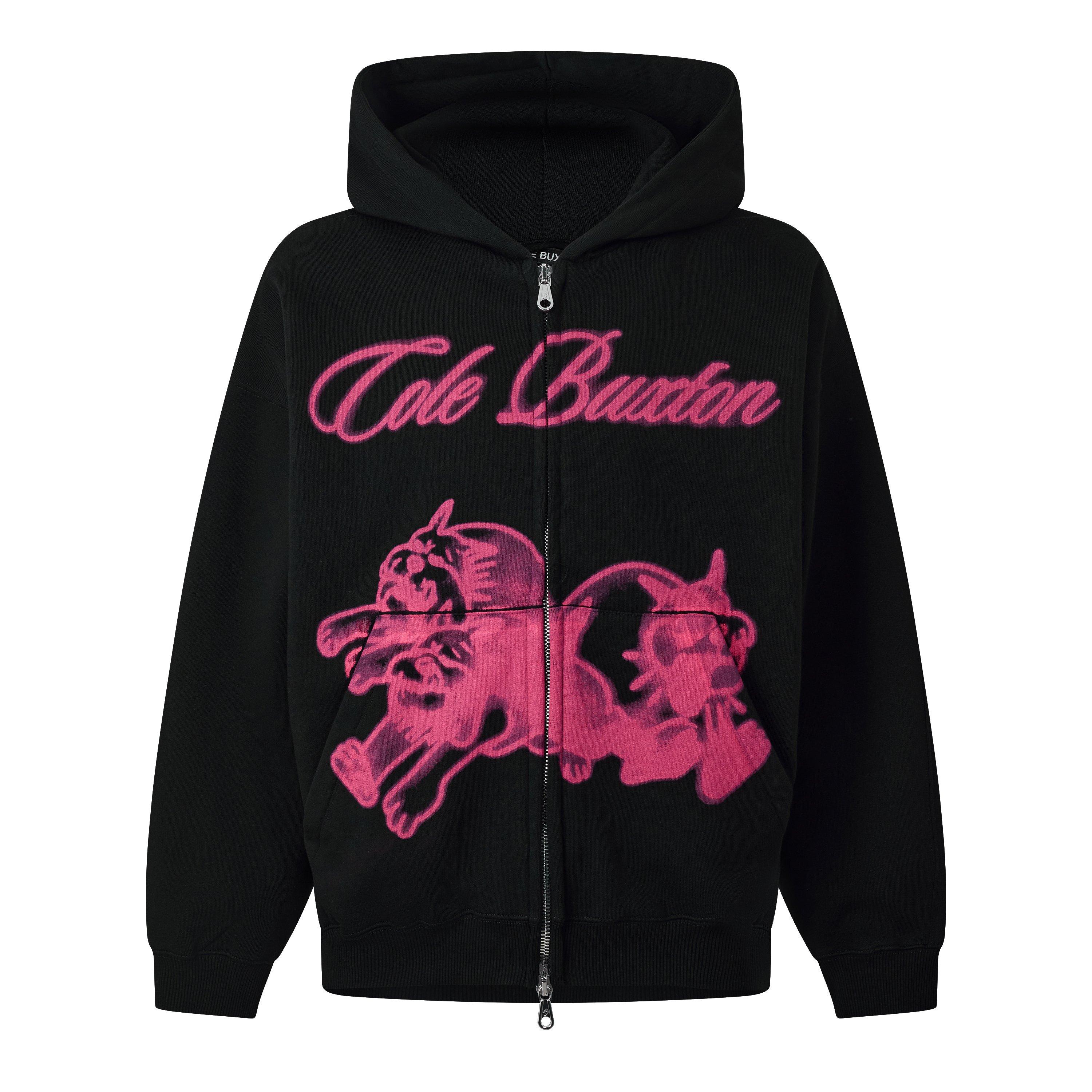 Black/Pink - Cole Buxton - Men's Bull Dog Zip Hoodie - 1