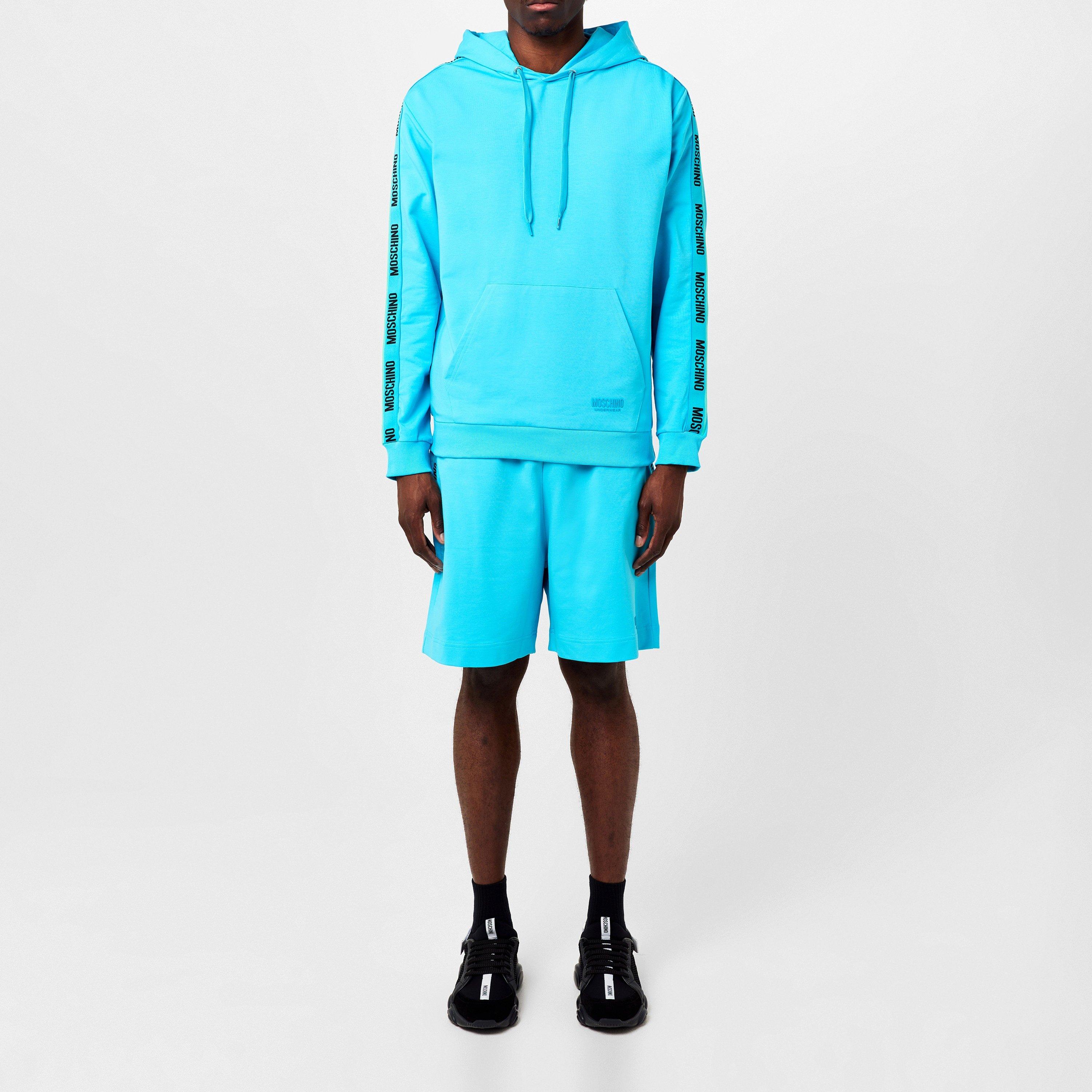 Light Blue - Moschino - Men's Drawstring Hoodie - 4