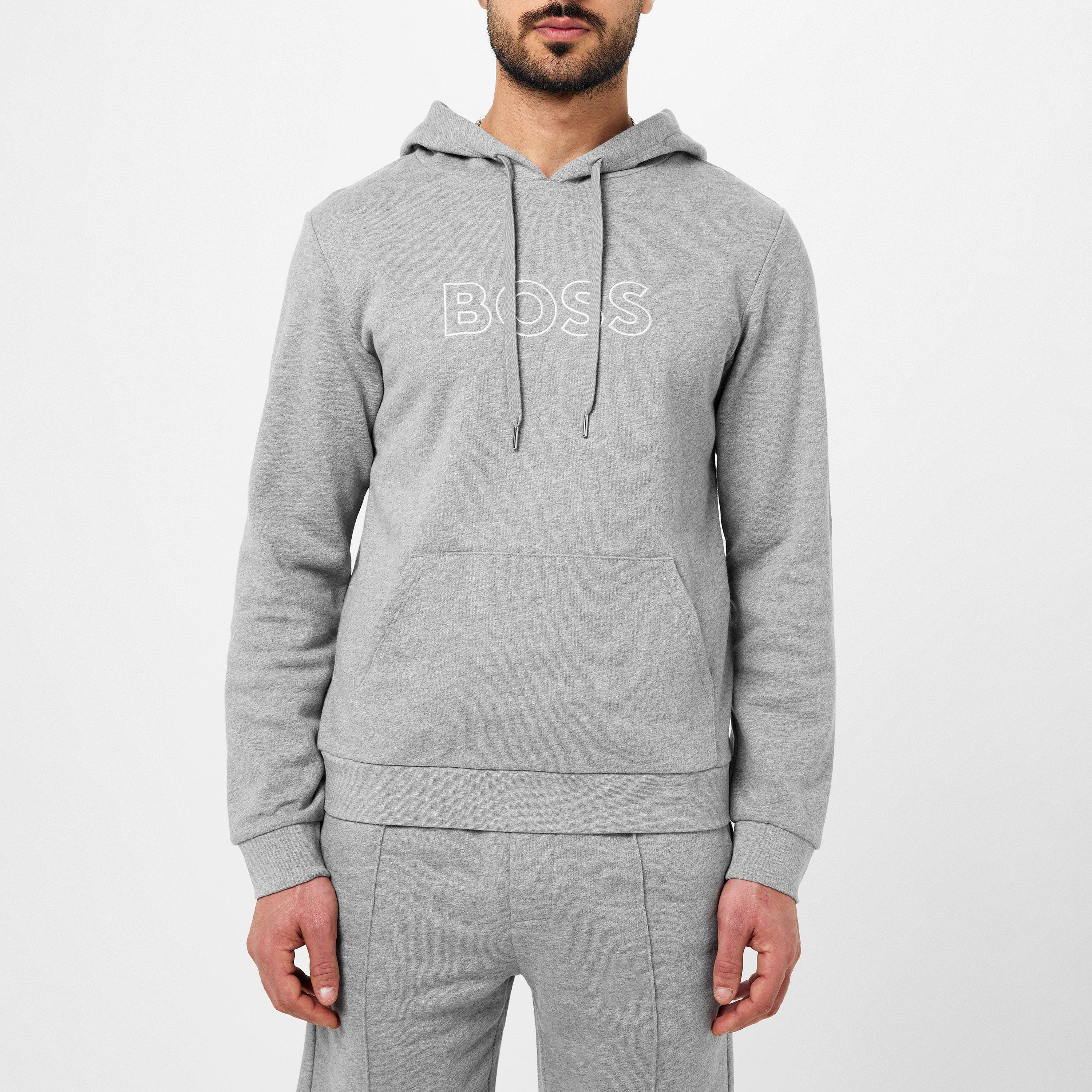Grey - Boss - Men's Ticino Limited Logo Print Hoodie - 3