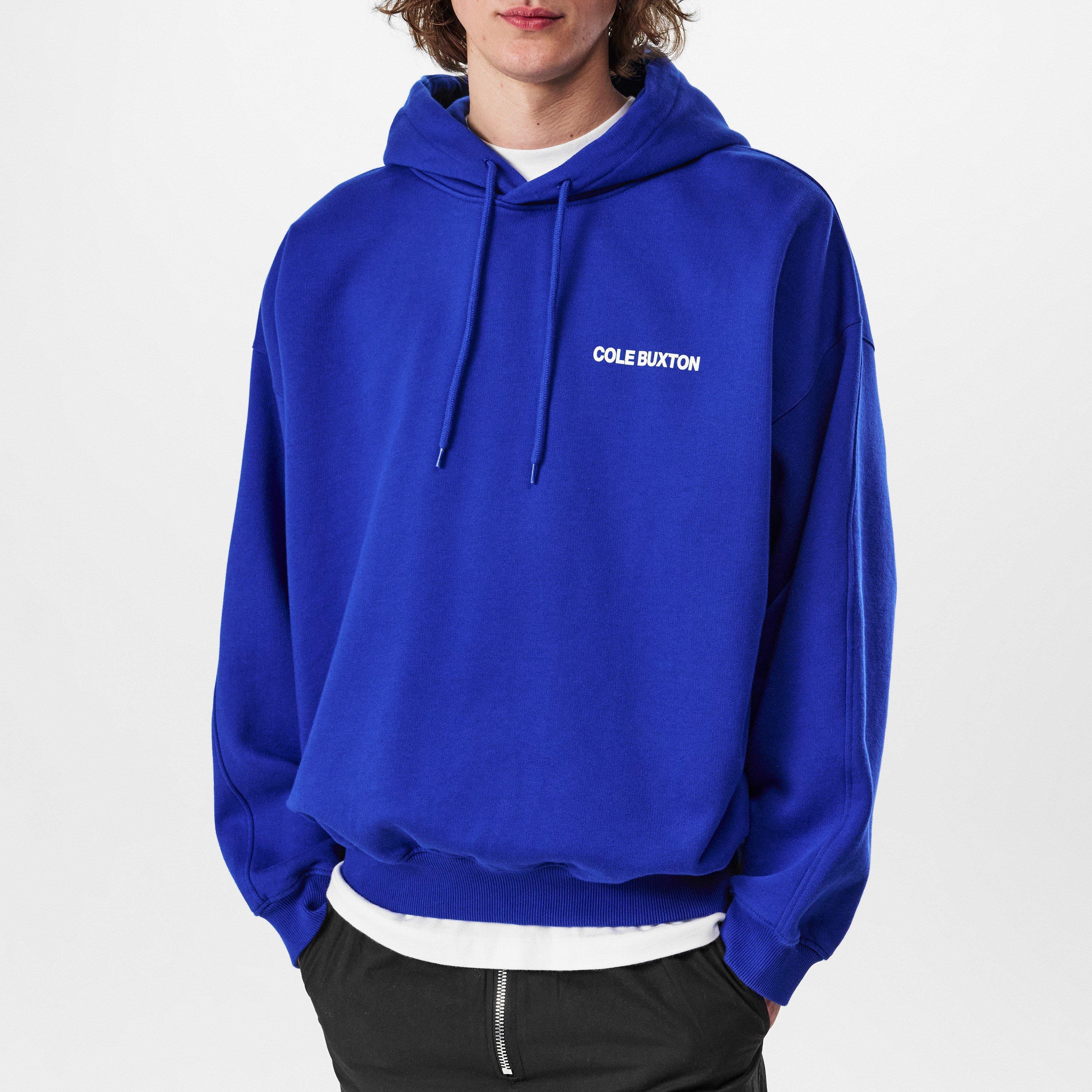 Cobalt Blue - Cole Buxton - Men's Logo Cotton Sportswear Hoodie - 3