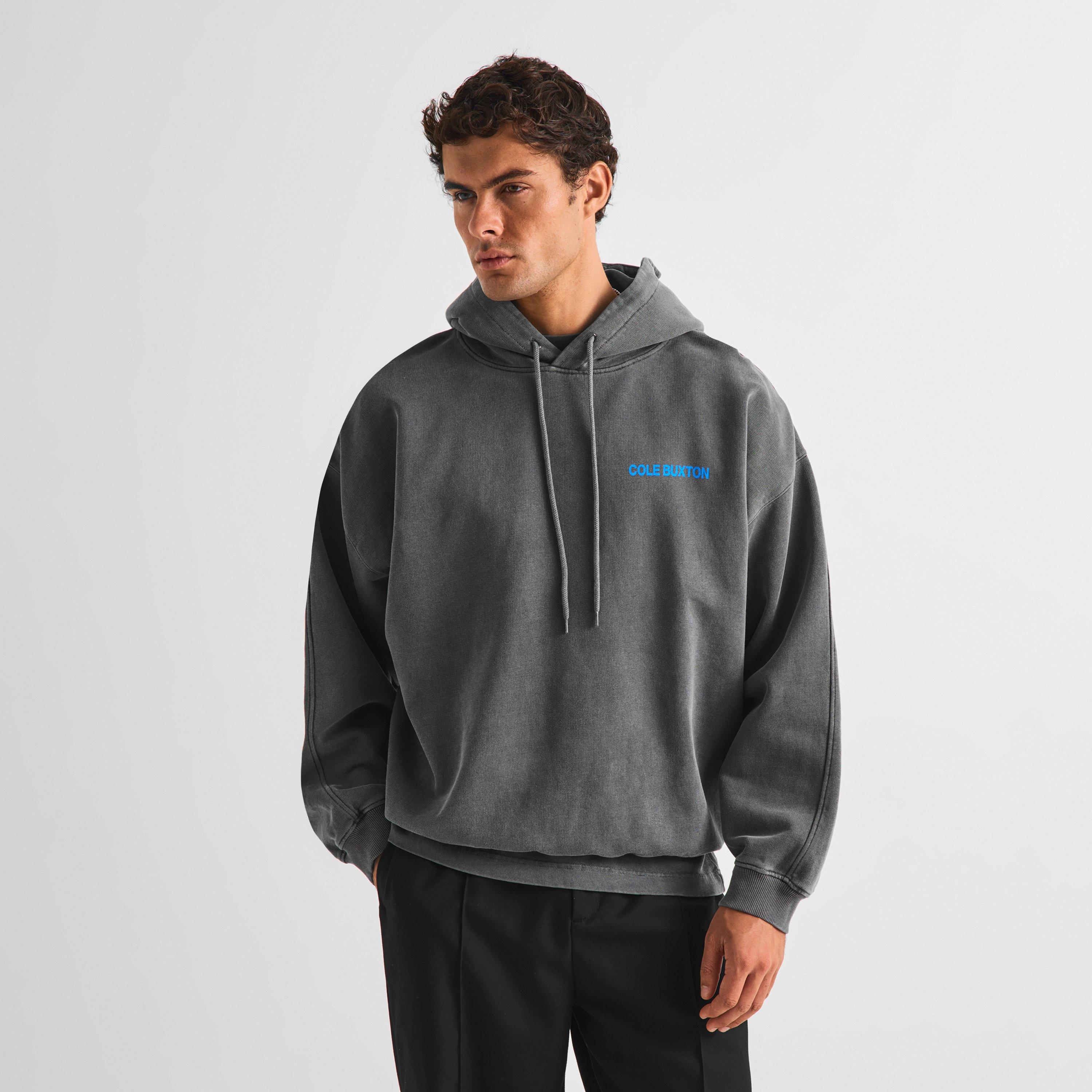 Washed Blk/Blu - Cole Buxton - Men's Logo Cotton Sportswear Hoodie - 3