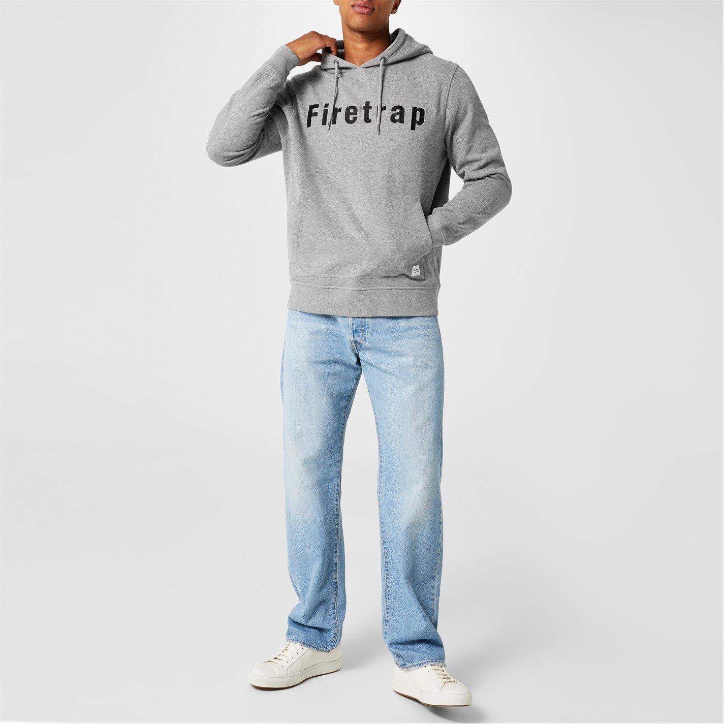 Grey Marl - Firetrap - Mens Graphic Fleece Hoodie - 3