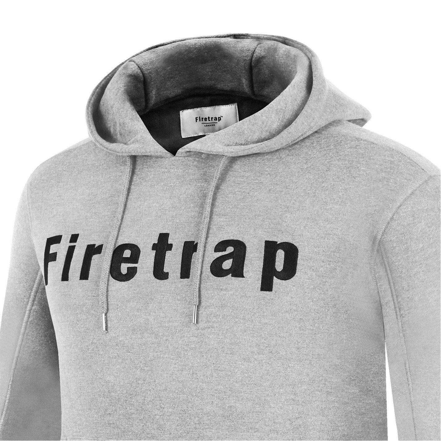 Grey Marl - Firetrap - Mens Graphic Fleece Hoodie - 8