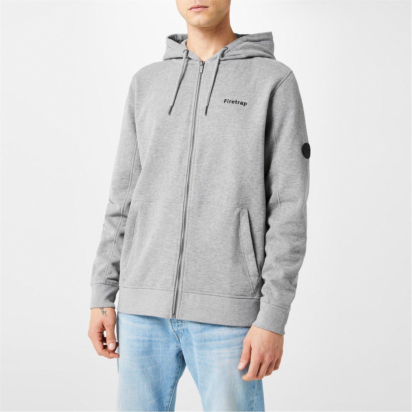 Grey Marl - Firetrap - Firetrap Mens Brunel Full Zip Fleece Hoodie - 3
