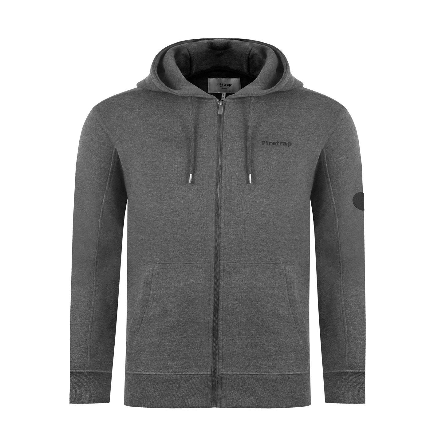 Charcoal - Firetrap - Mens Brunel Full Zip Fleece Hoodie - 1