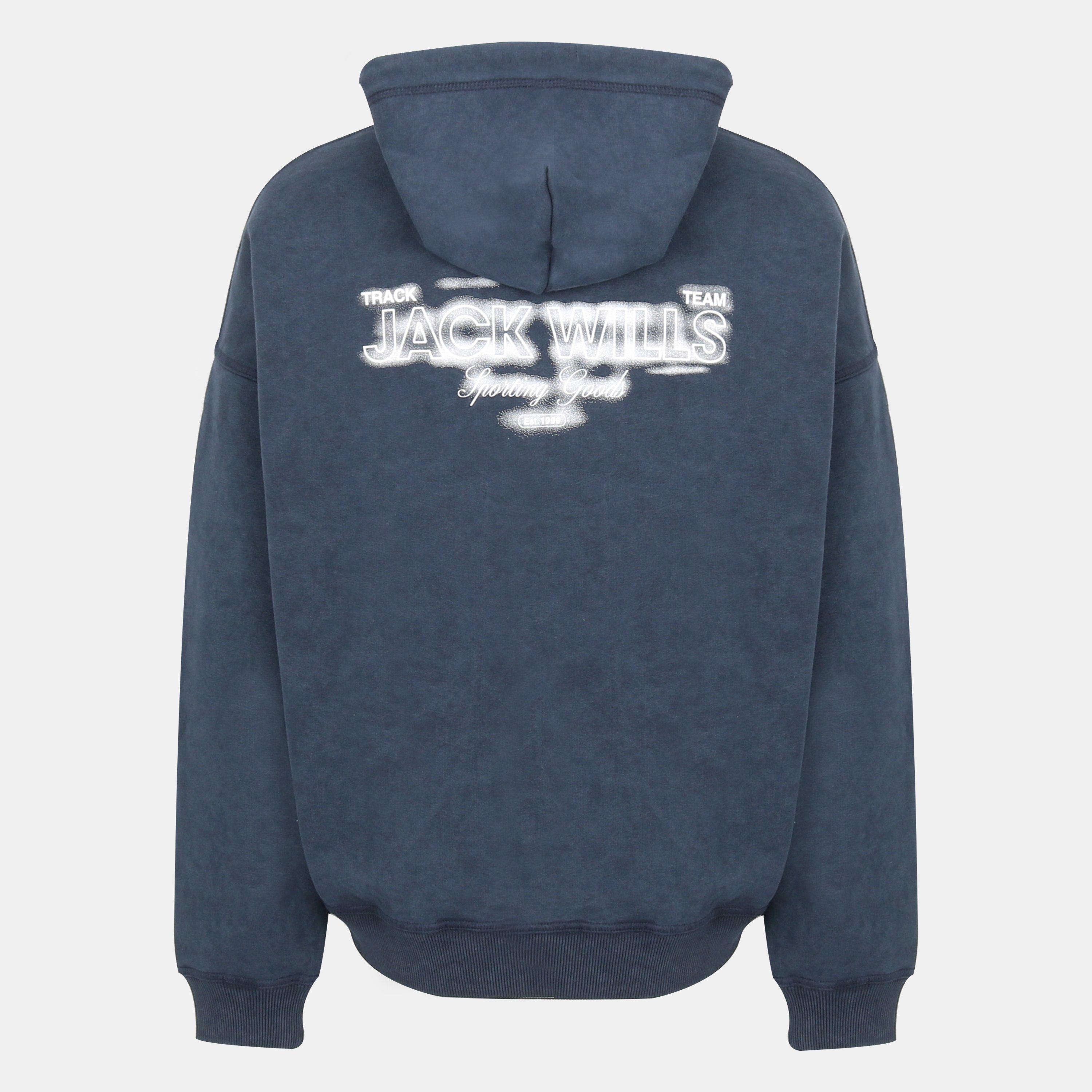 Navy - Jack Wills - Men's Script Cotton Long Sleeve Oversized Fit Hoodie - 2