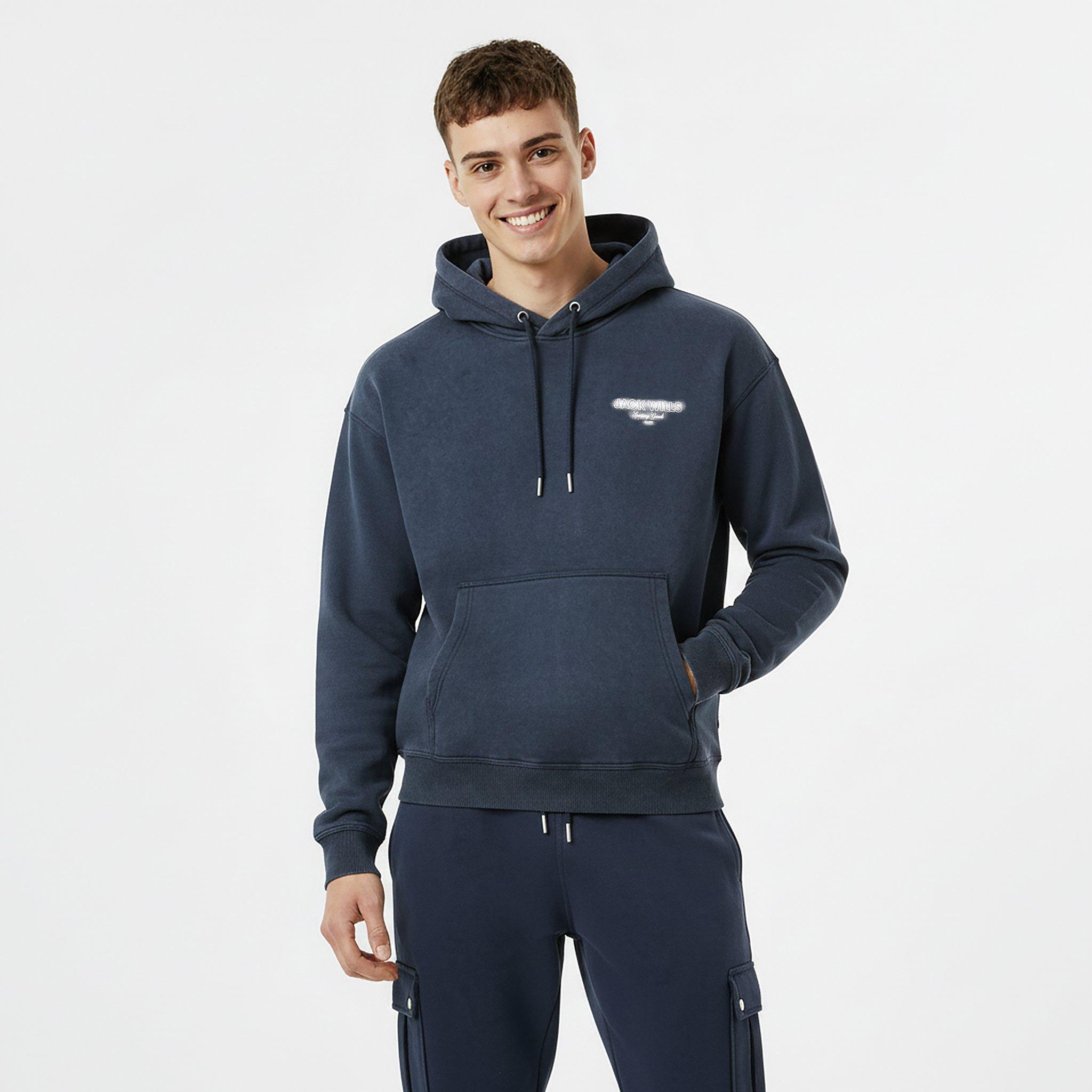 Navy - Jack Wills - Men's Script Cotton Long Sleeve Oversized Fit Hoodie - 3