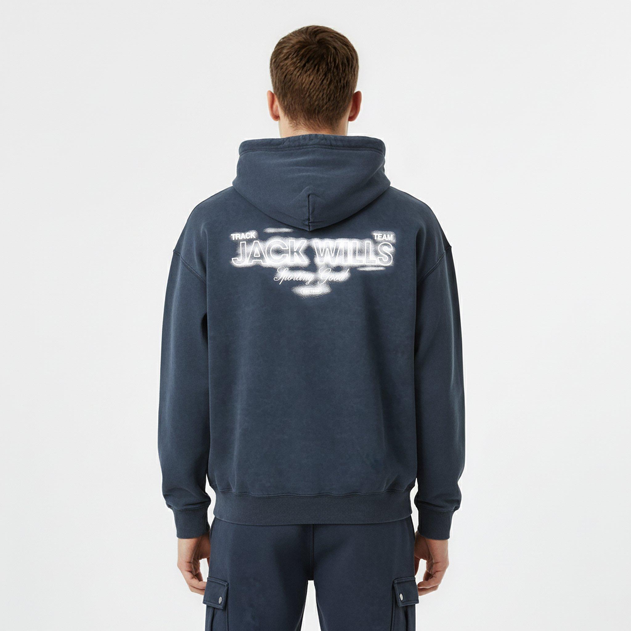 Navy - Jack Wills - Men's Script Cotton Long Sleeve Oversized Fit Hoodie - 4