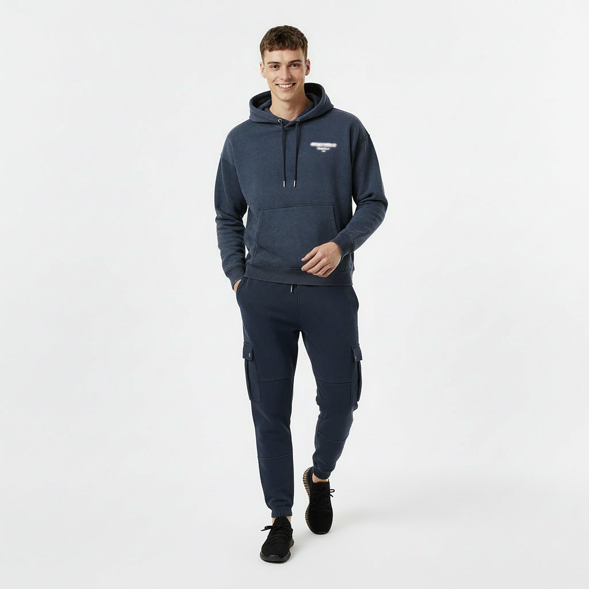 Navy - Jack Wills - Men's Script Cotton Long Sleeve Oversized Fit Hoodie - 5