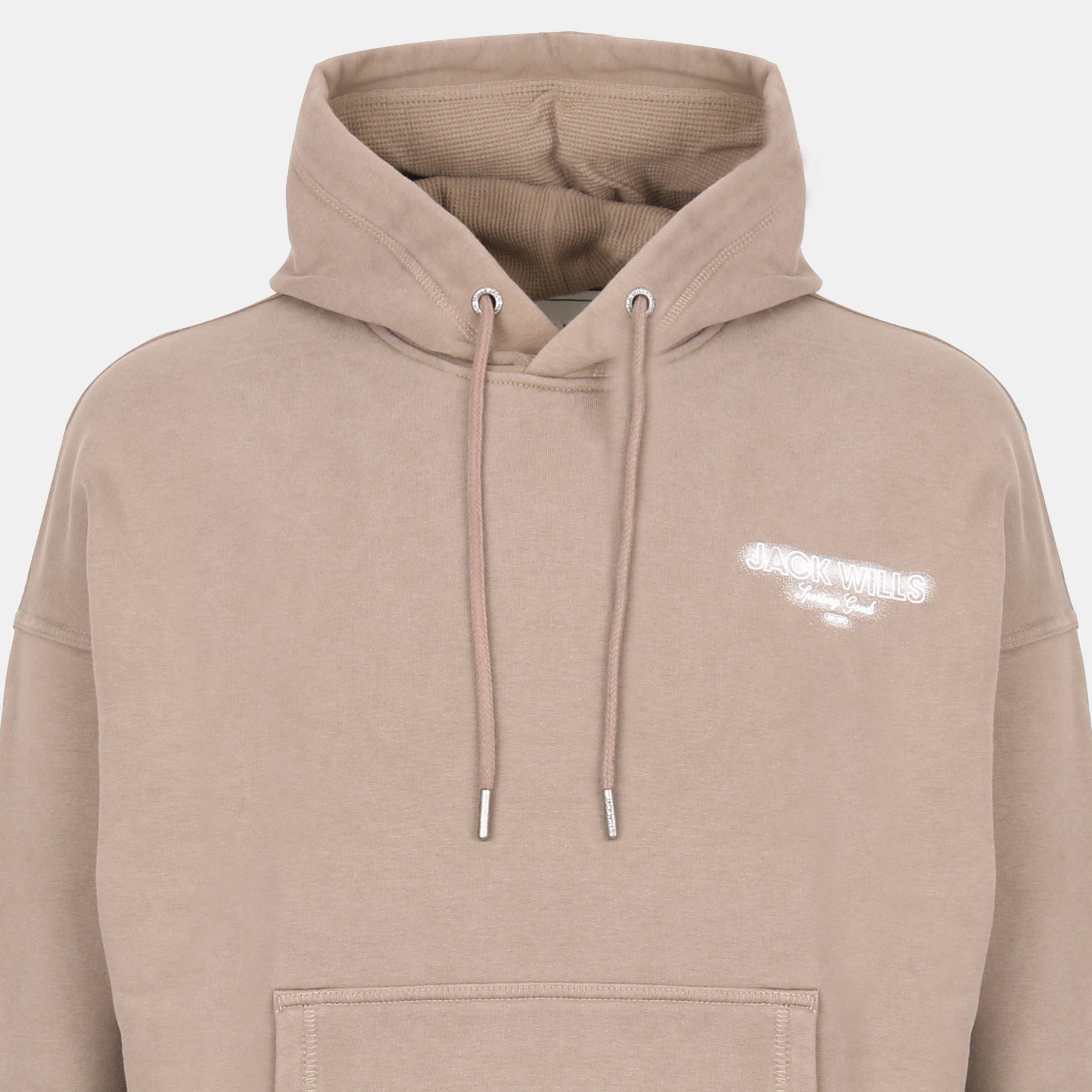 Fawn - Jack Wills - Script Cotton Long Sleeve Oversized Fit Hoodie - 3