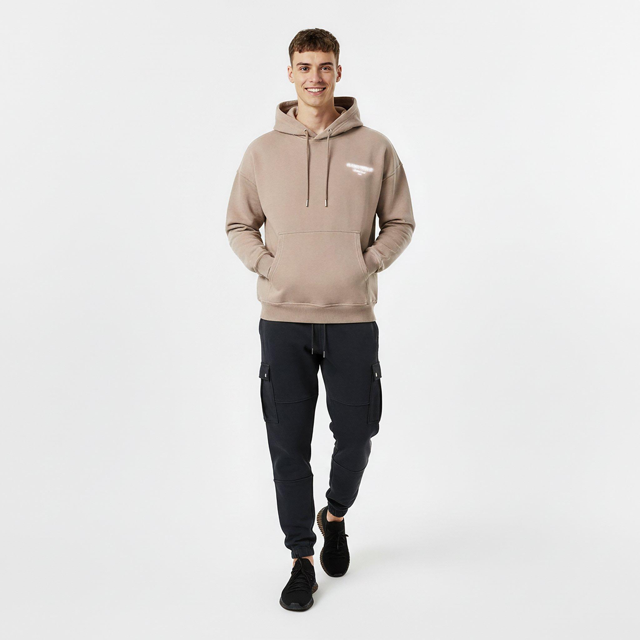 Fawn - Jack Wills - Men's Script Cotton Long Sleeve Oversized Fit Hoodie - 5