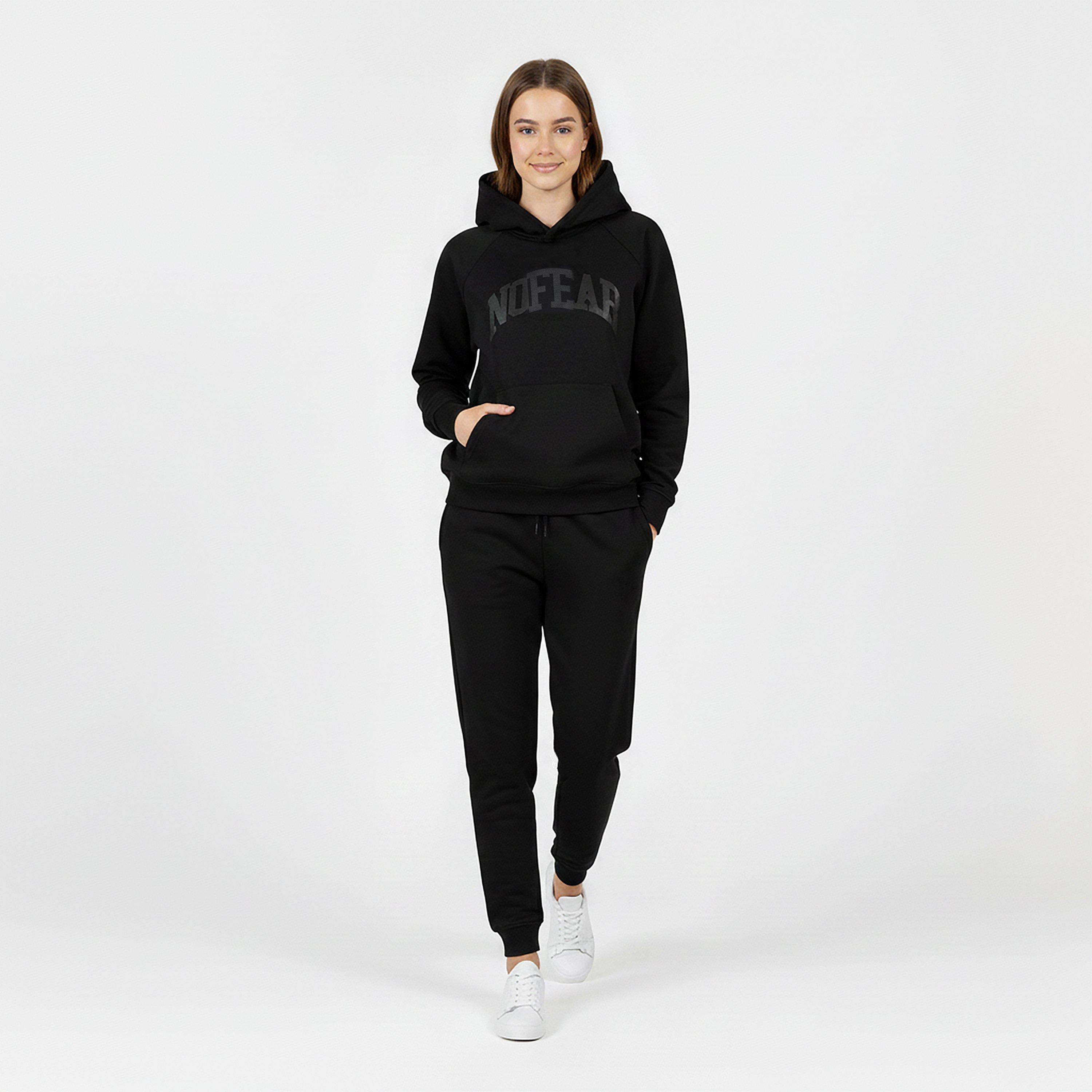 Black - No Fear - LL Cotton Long Sleeve Oversized Fit Hoodie - 5