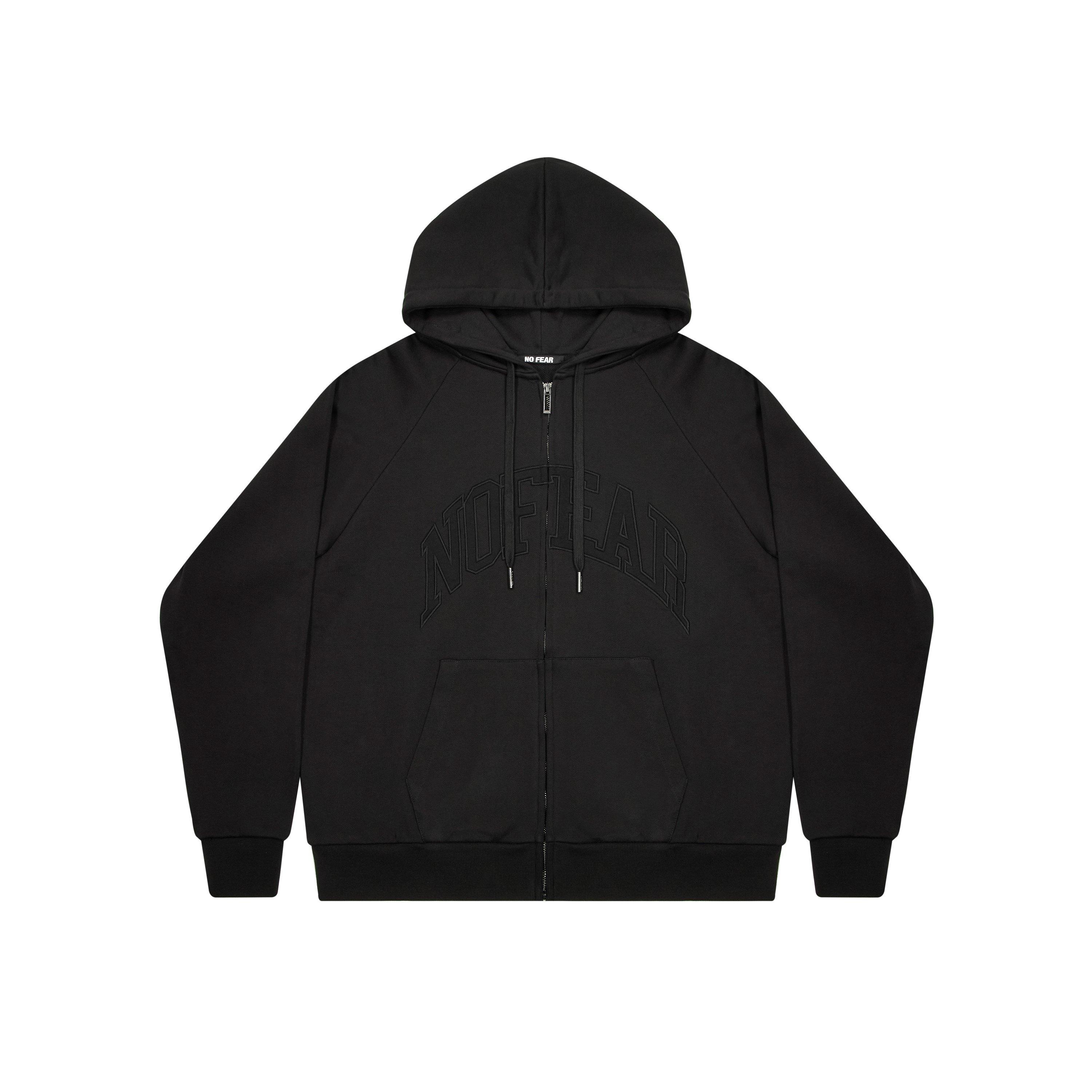 No Fear Men's Varsity Zip Up Hoodie - Black - XL