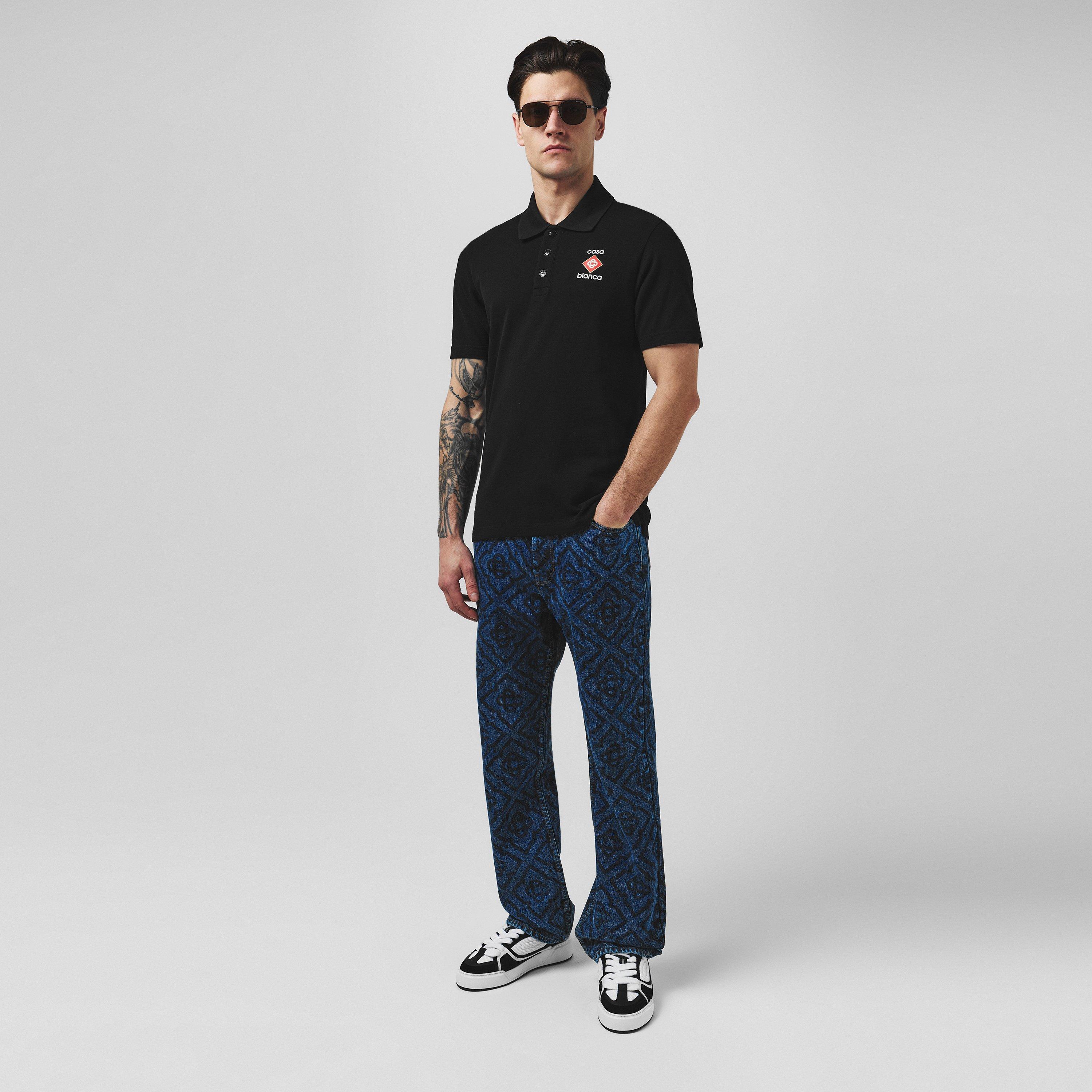 Black - Casablanca - Logo Piqué Polo Shirt - 4