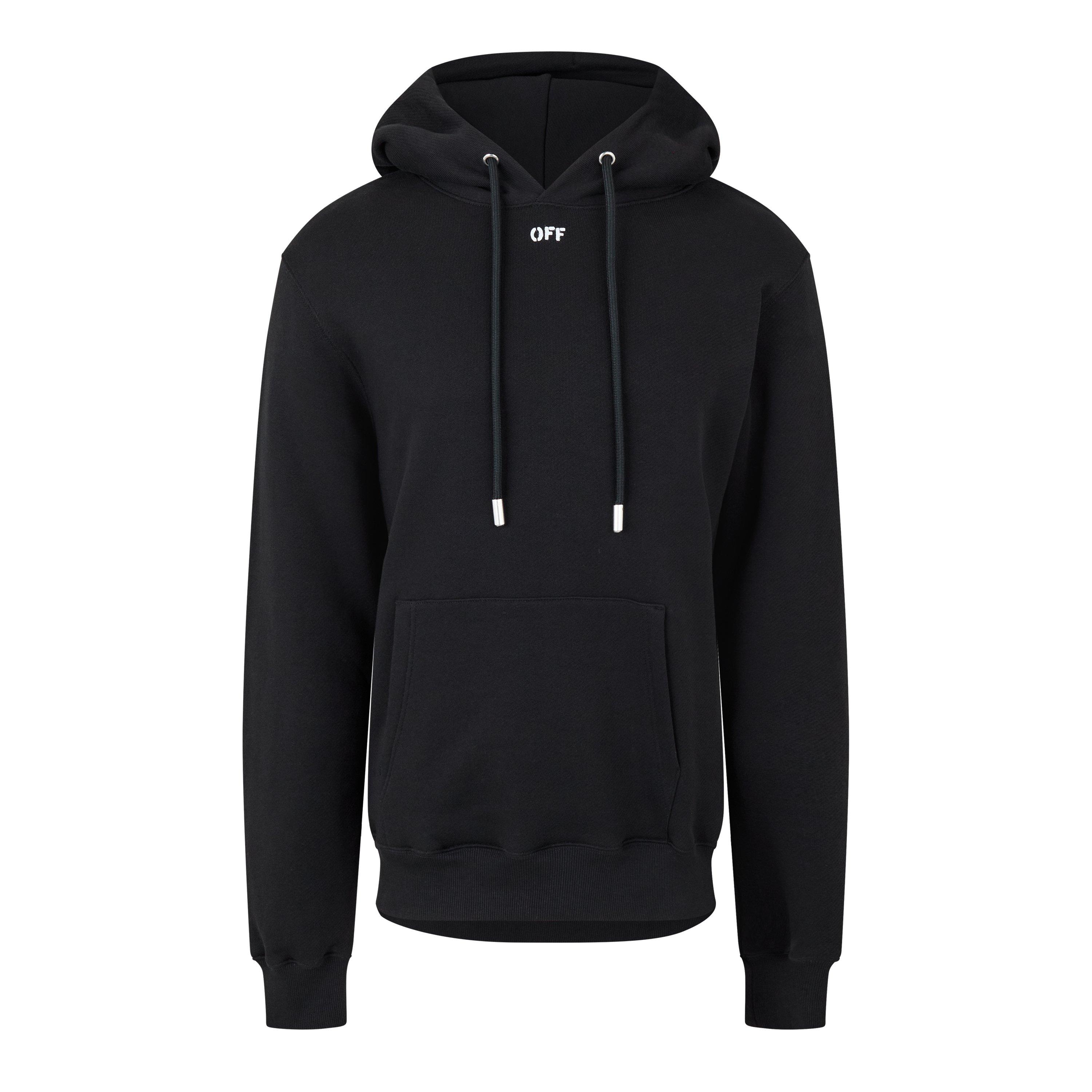 Black - Off White - Men's - Arrow Print Logo Long Sleeve Hoodie - 1
