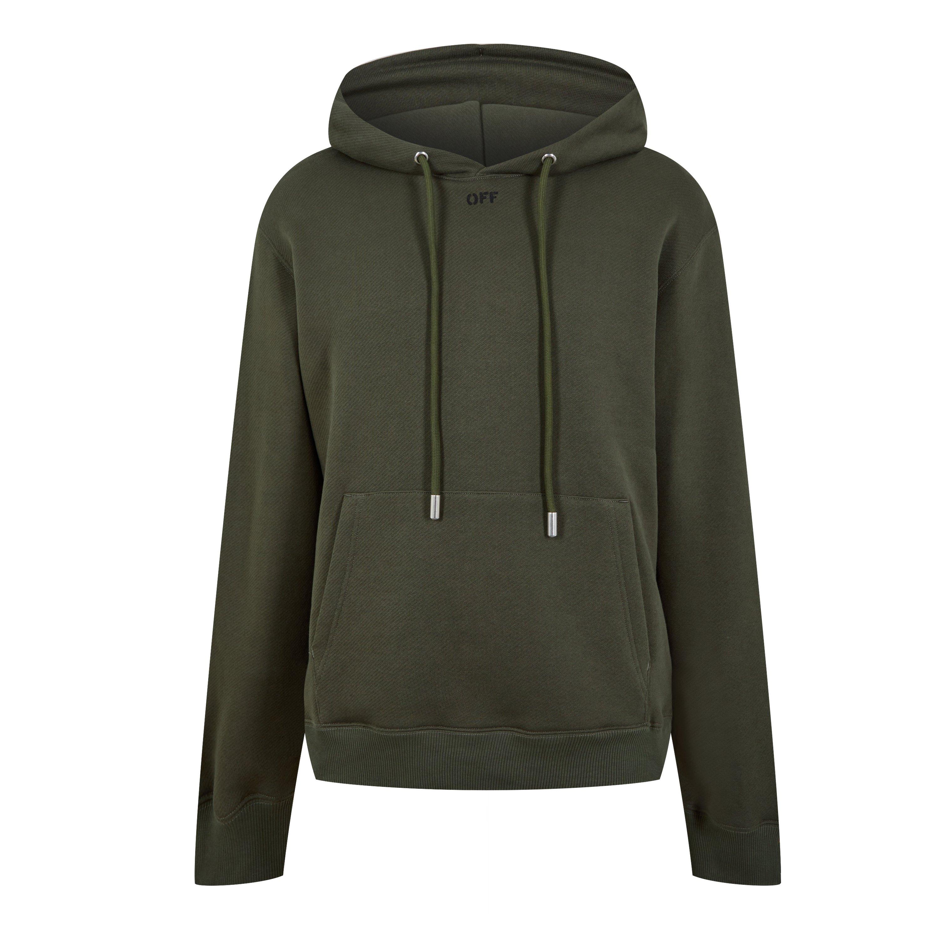 Khaki - Off White - Men's - Arrow Print Logo Long Sleeve Hoodie - 1