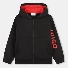 Hugo Logo Zip Hood Juniors