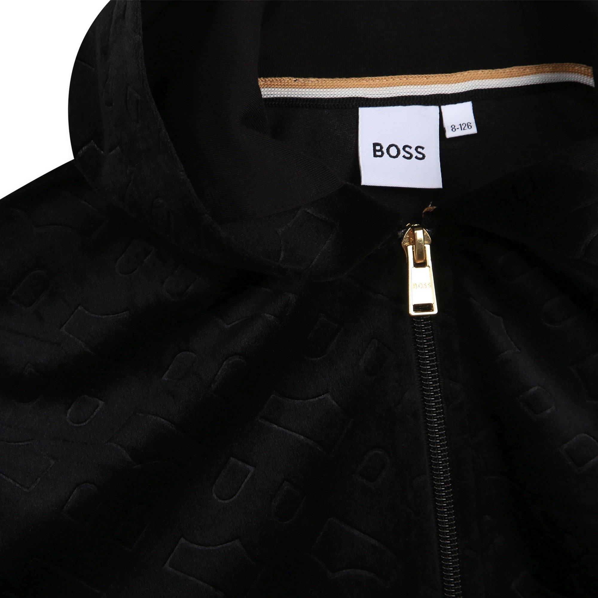Black 09B - Boss - Kids Logo Zip-Up Hoodie - 4
