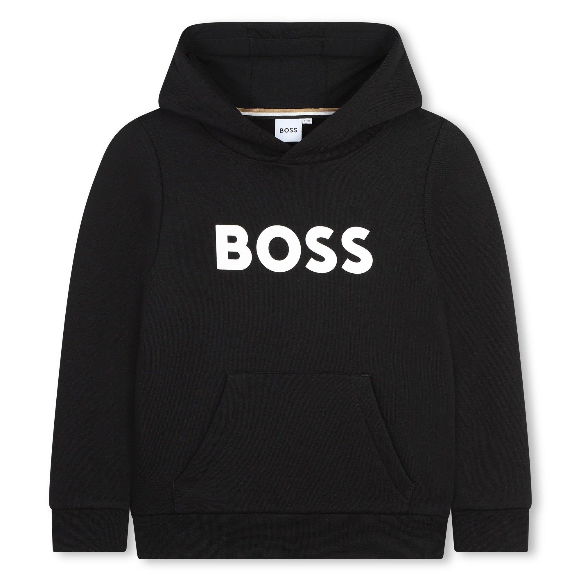 Boss Kids Logo Over-the-head Hoodie, Bold Logo - Black 09