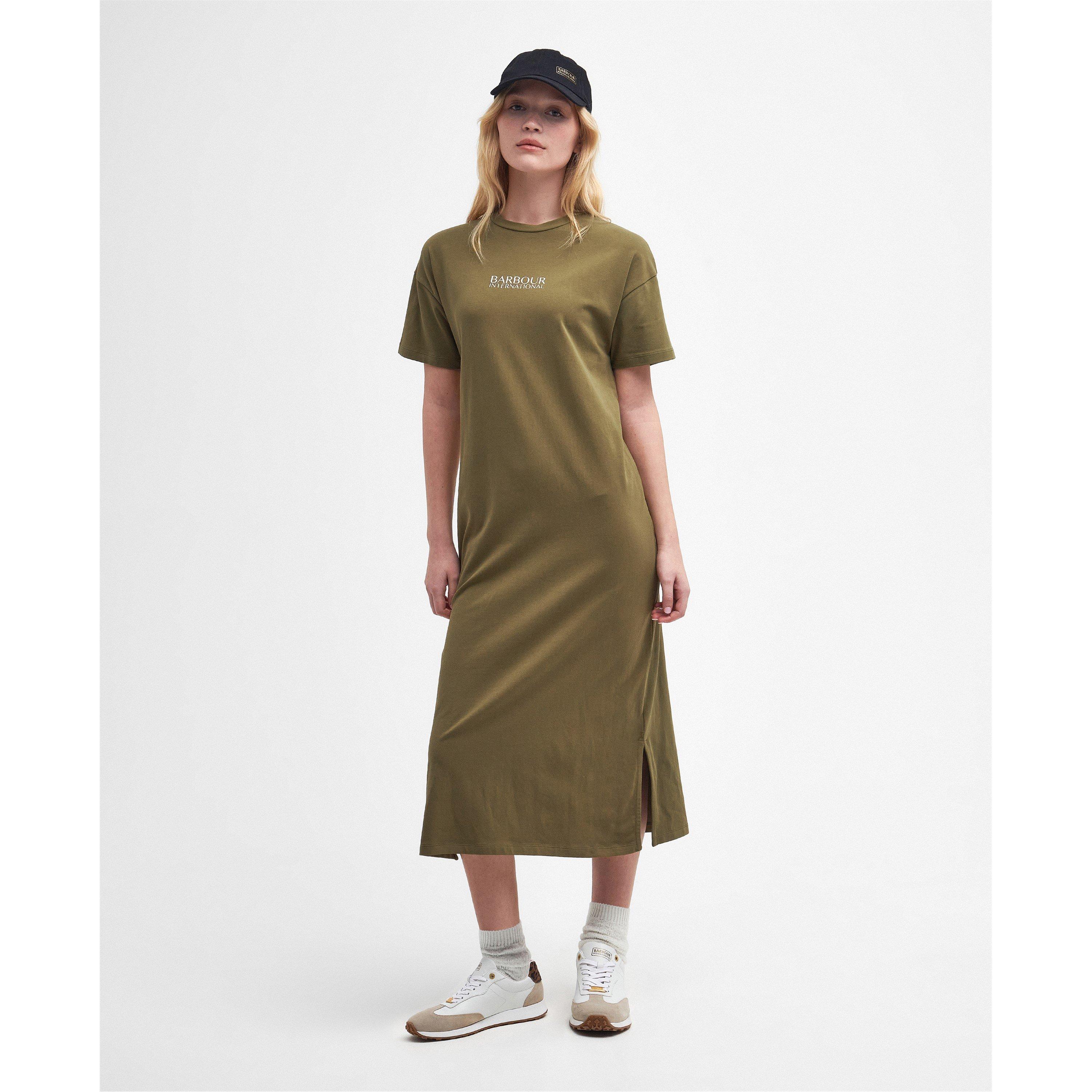 Golden Khaki - Barbour International - Sofia Midi Dress - 3
