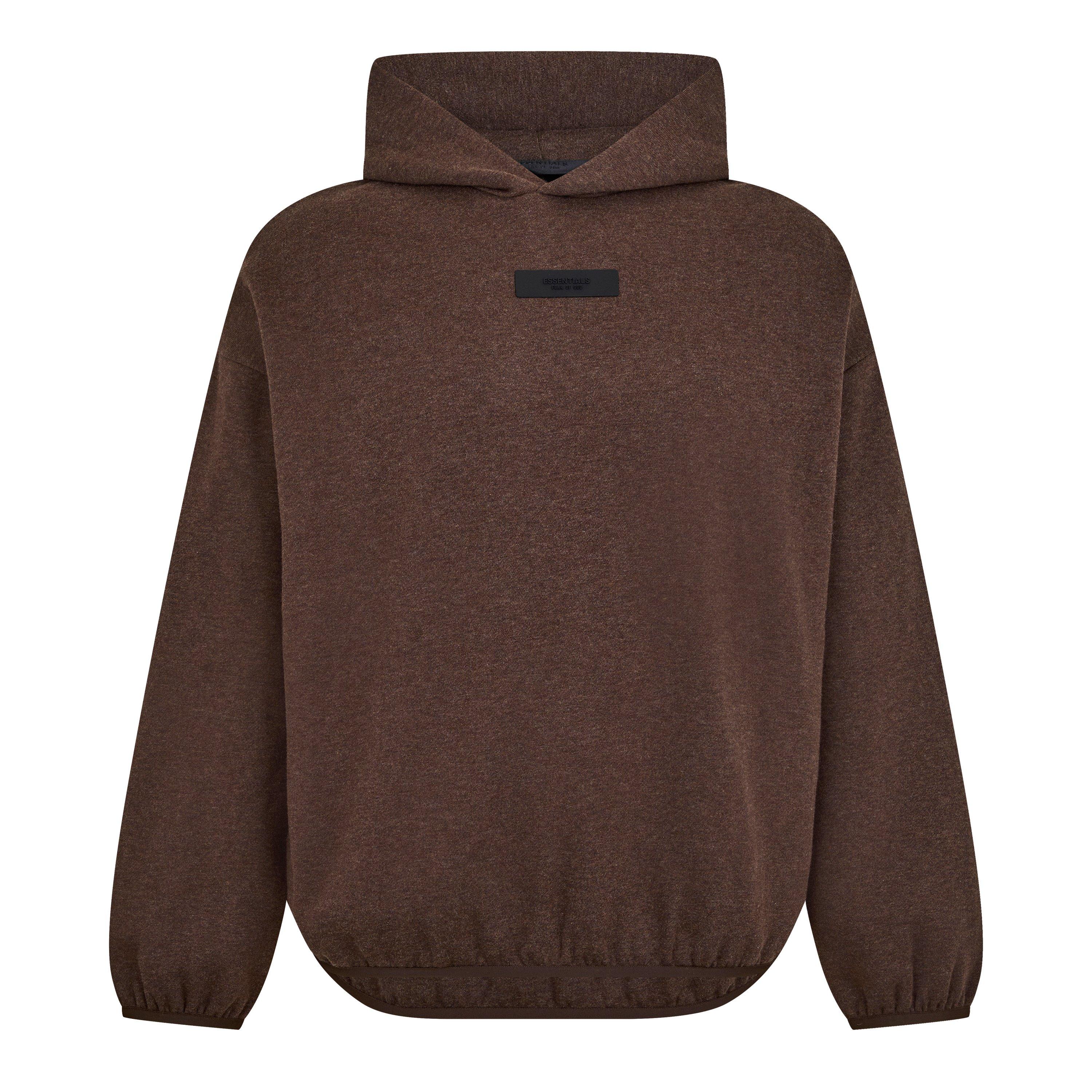 Fleece Hoodie Chocolate Brown Essentials Hoodie Logo Hoodie Ssense