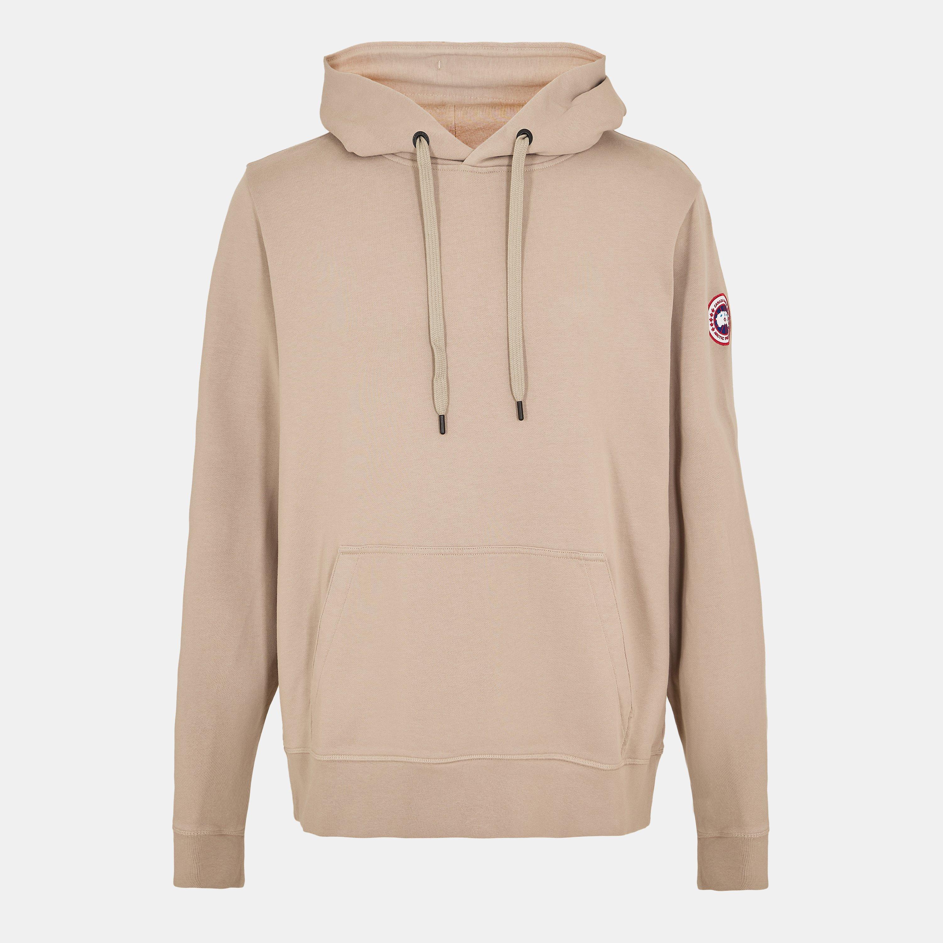 Canada Goose Men's Logo Cotton Huron Hoodie Sweatshirt - Limestone 9432 - S
