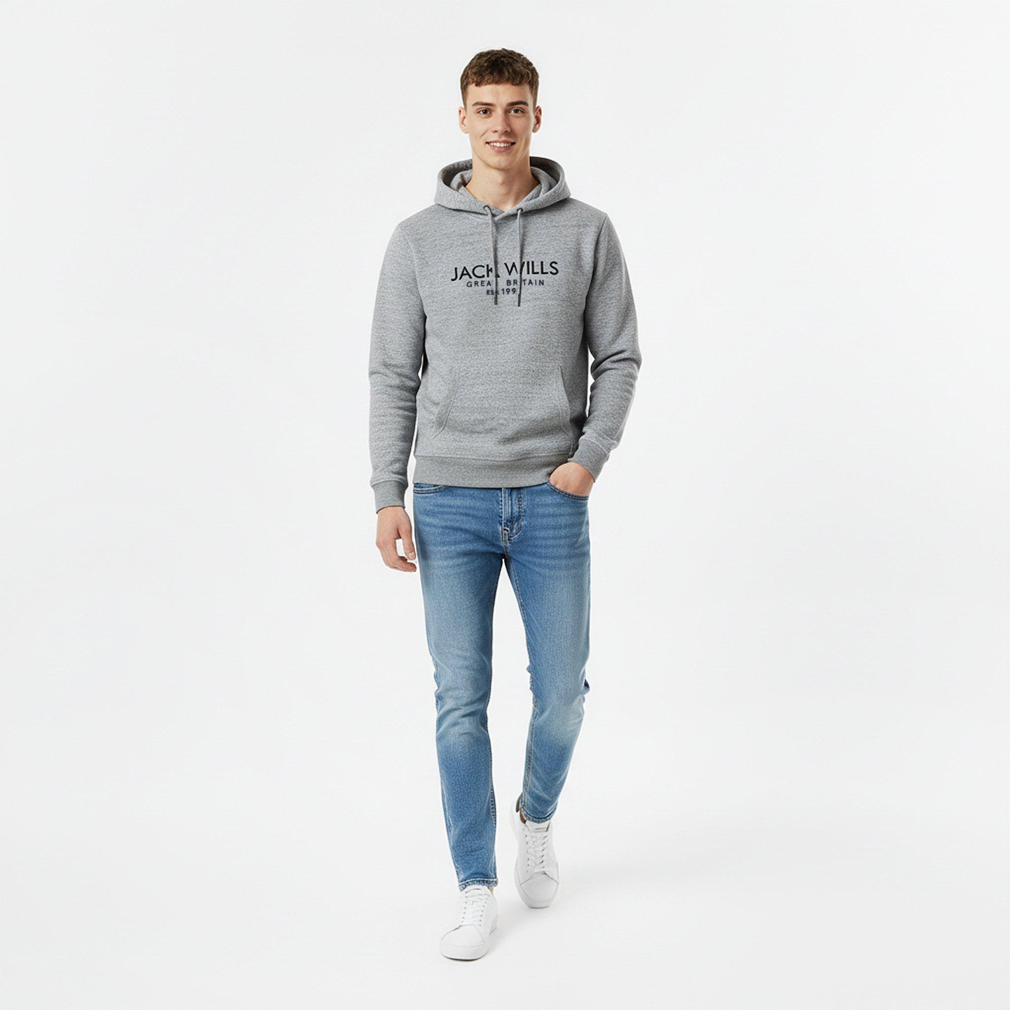 Grey Marl - Jack Wills - Batsford Logo Hoodie Mens - 5
