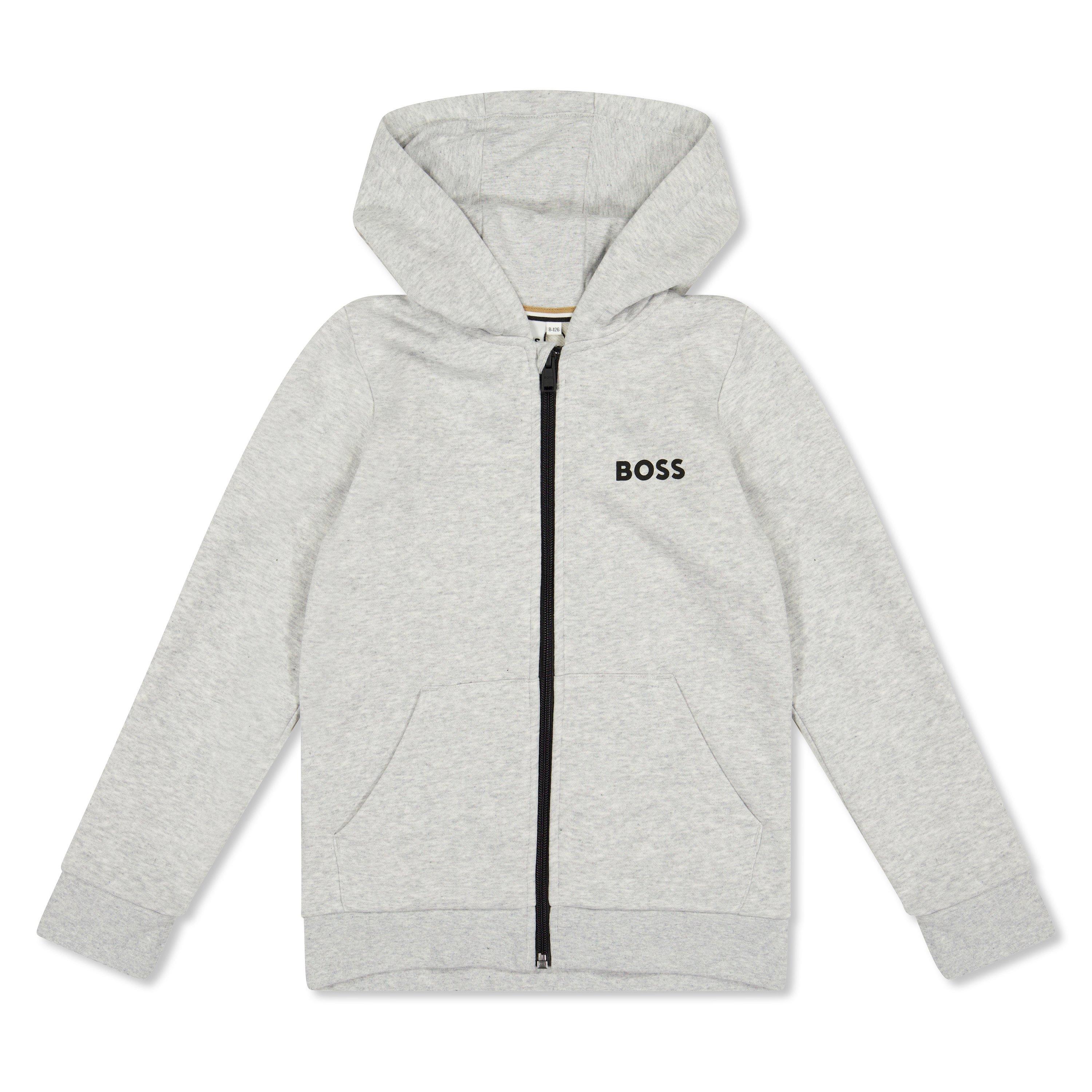 Boss Kids Small Logo Full-Zip Hoodie - Grey 09 - Size 14Y