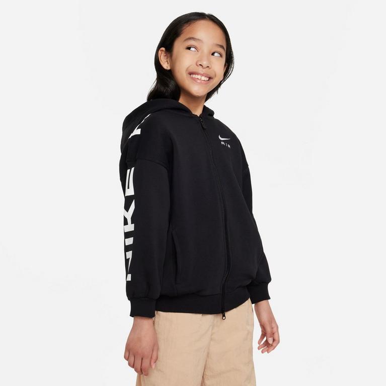 Noir/blanc - Nike - Air Club Fleece Big Kids' (Girls') Oversized Full-Zip Formal Hoodie - 1