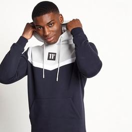 11 Degrees 11D Cut and Sew Pullover Hoodie Navy   Vapour Grey   White