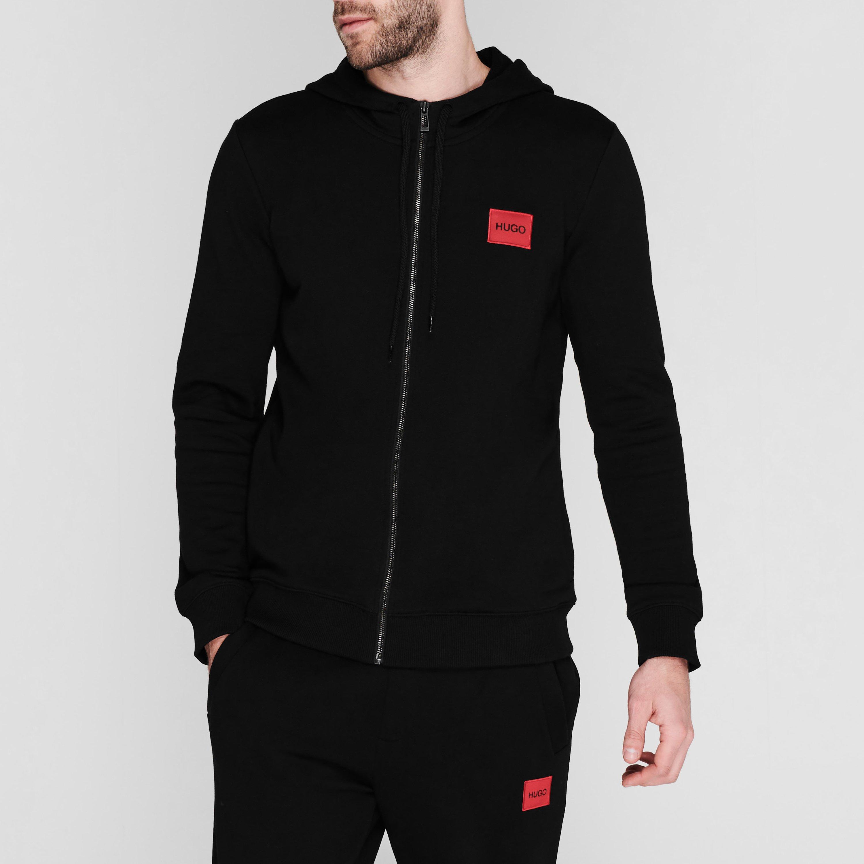 Black 001 - Hugo - Daple Zip Through Hoodie - 3