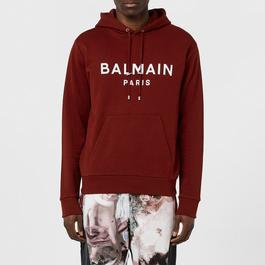 Balmain Men's Logo Cotton Printed Hoodie
