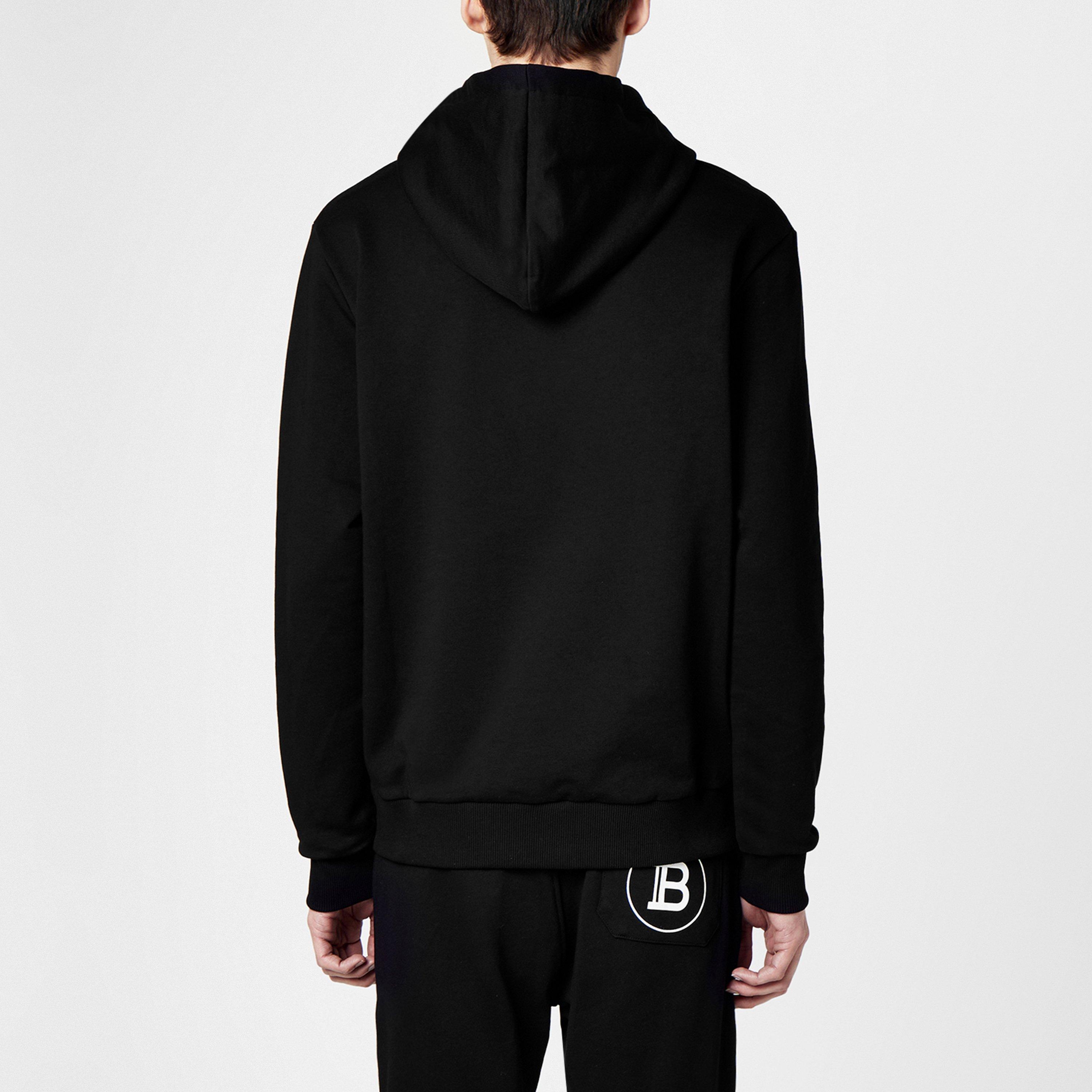 Black EAB - Balmain - Men's Logo Cotton Printed Hoodie - 4