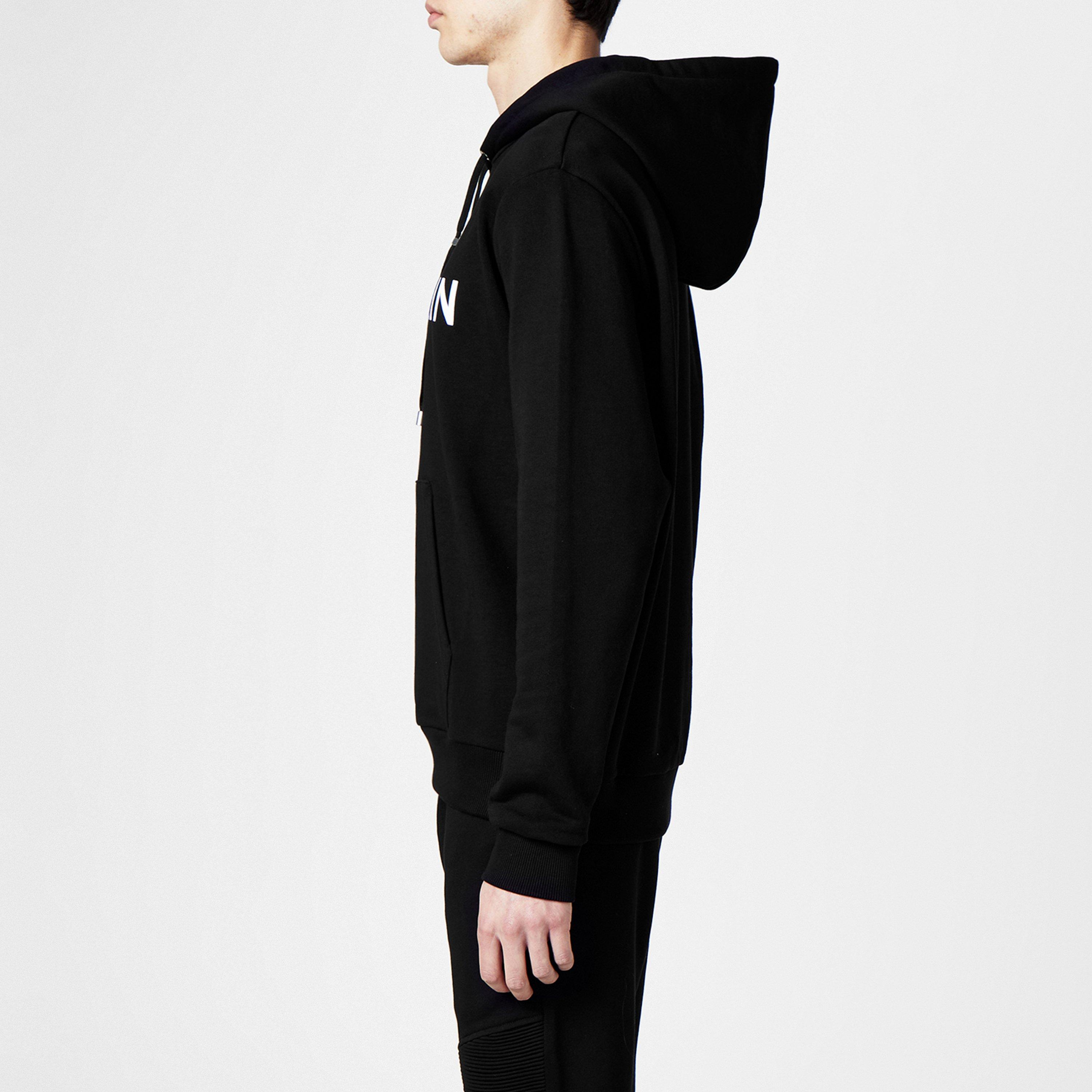 Black EAB - Balmain - Men's Logo Cotton Printed Hoodie - 5