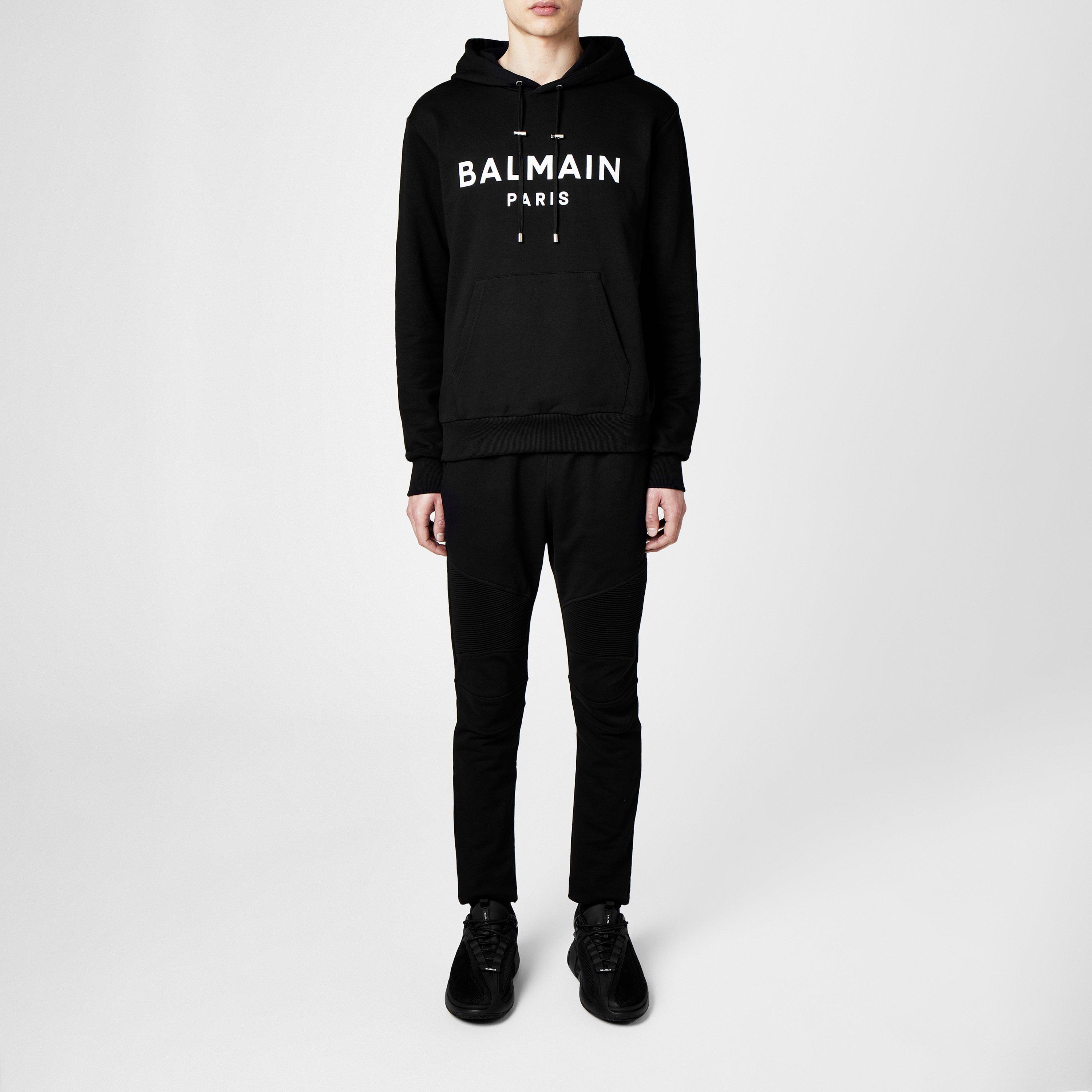 Black EAB - Balmain - Men's Logo Cotton Printed Hoodie - 6