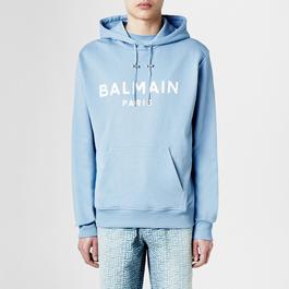 Balmain Men'S Logo Cotton Printed Hoodie
