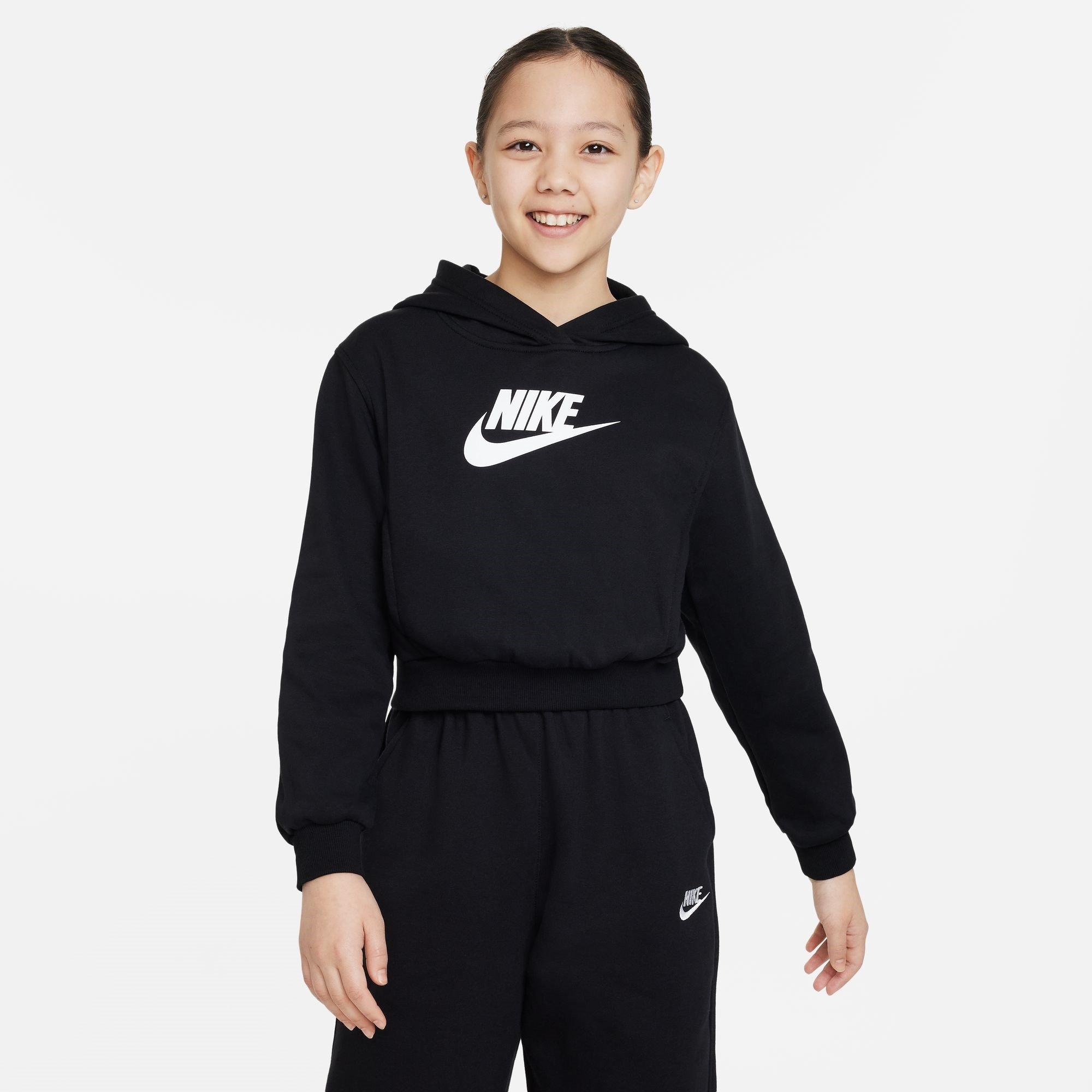 Zwart/Wit - Nike - Club Crop Hoody Junior Girls - 3