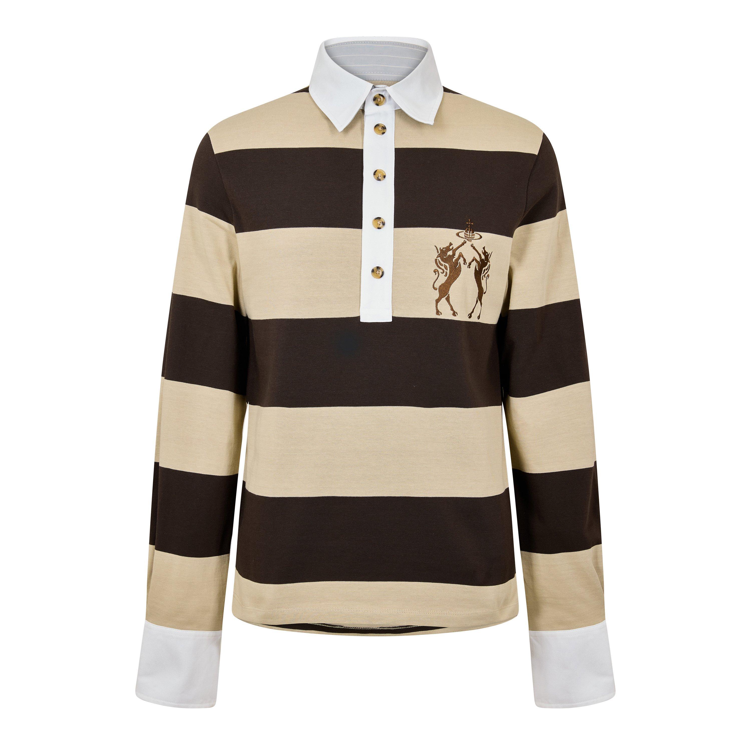 Stone Brown - Vivienne Westwood - Mens Striped Rugby Polo - 1
