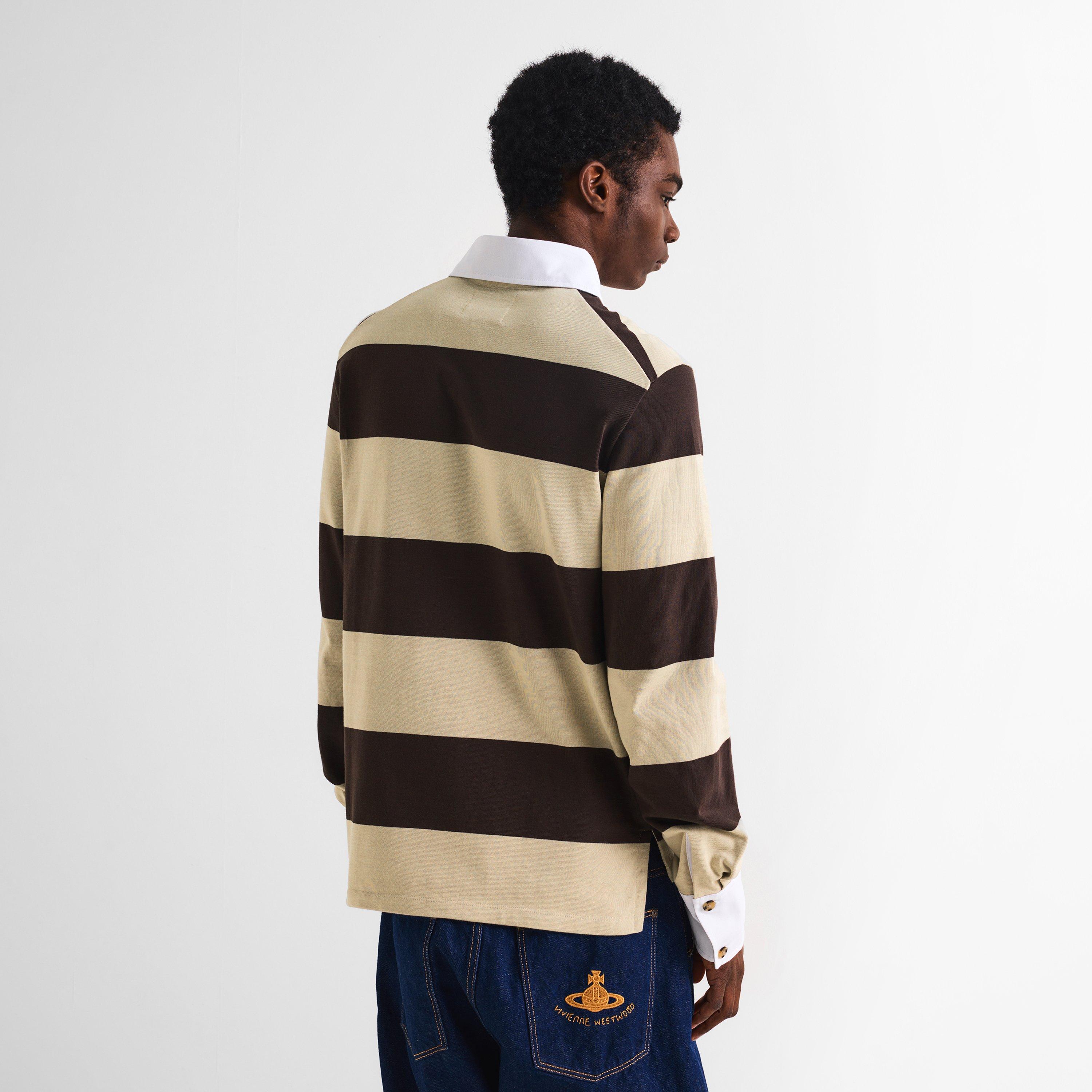 Stone Brown - Vivienne Westwood - Mens Striped Rugby Polo - 4