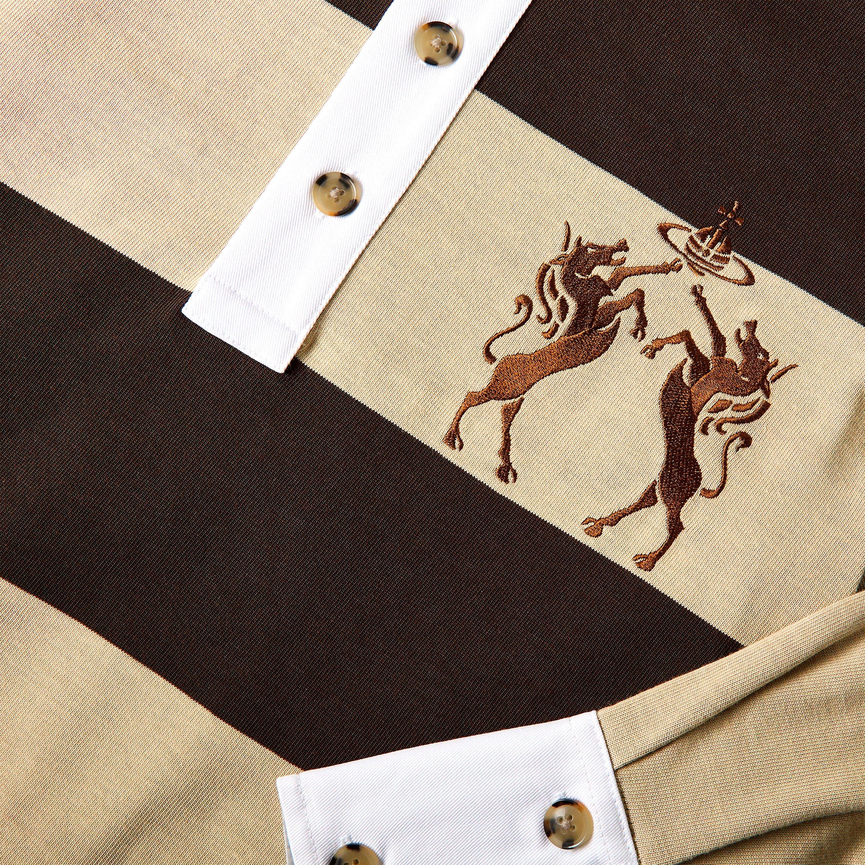 Stone Brown - Vivienne Westwood - Mens Striped Rugby Polo - 5