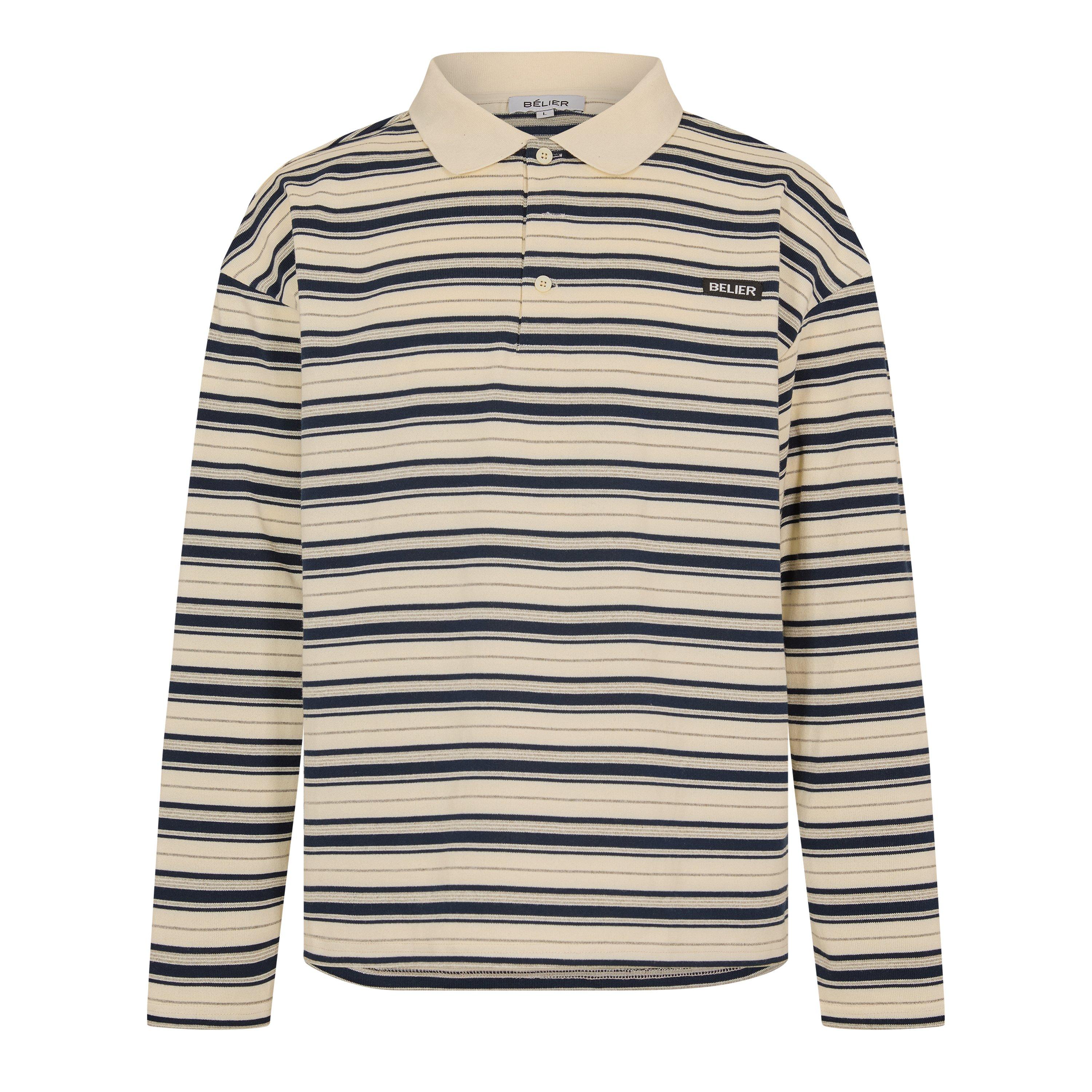 Ecru/Navy - BELIER - BELIER Stripe LS Pol Sn63 - 1